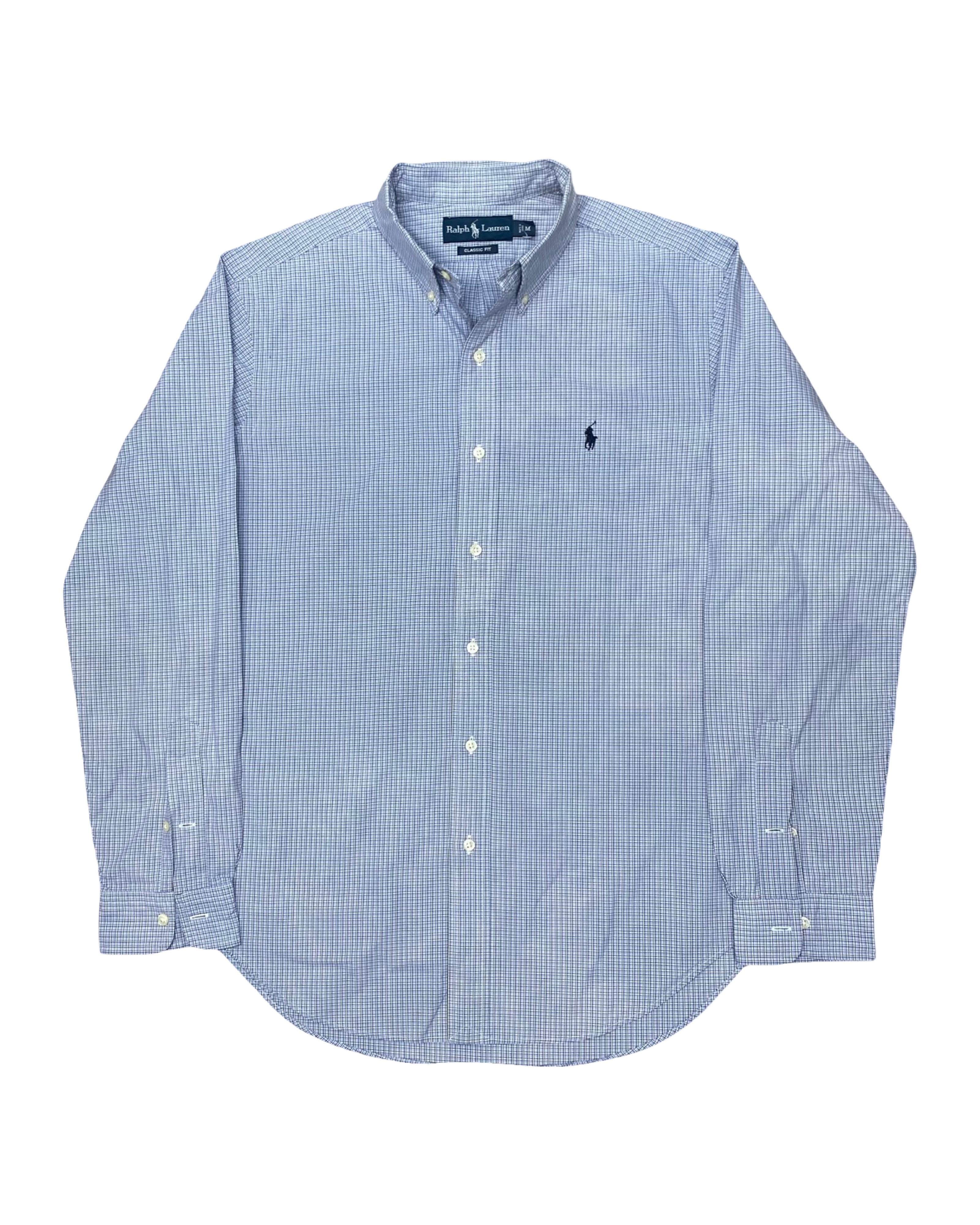 Ralph Lauren Blue Microcheck Shirt | Large | Chest 23”