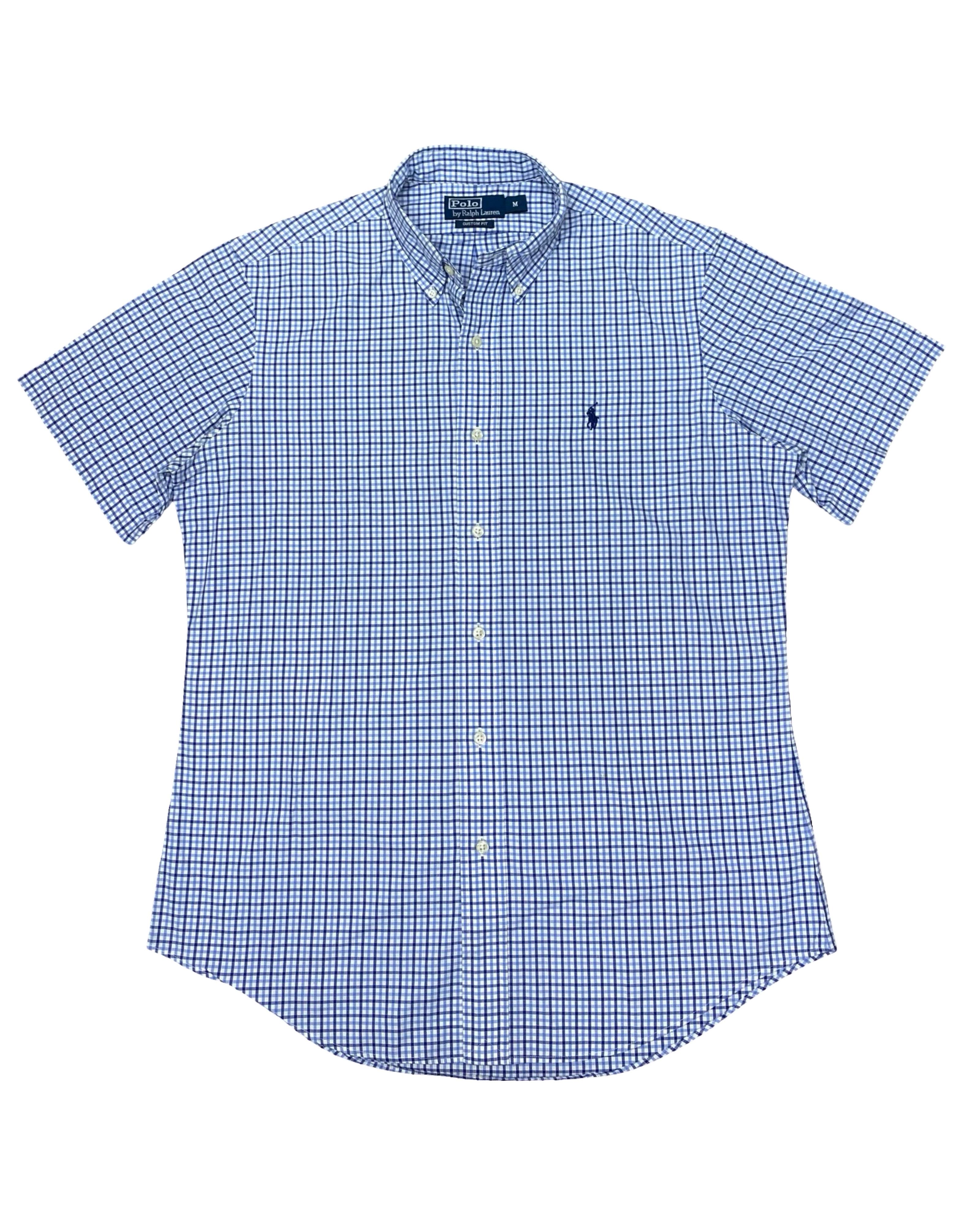 Ralph Lauren Blue Check Short Sleeve Shirt | Medium | Chest 22.5”