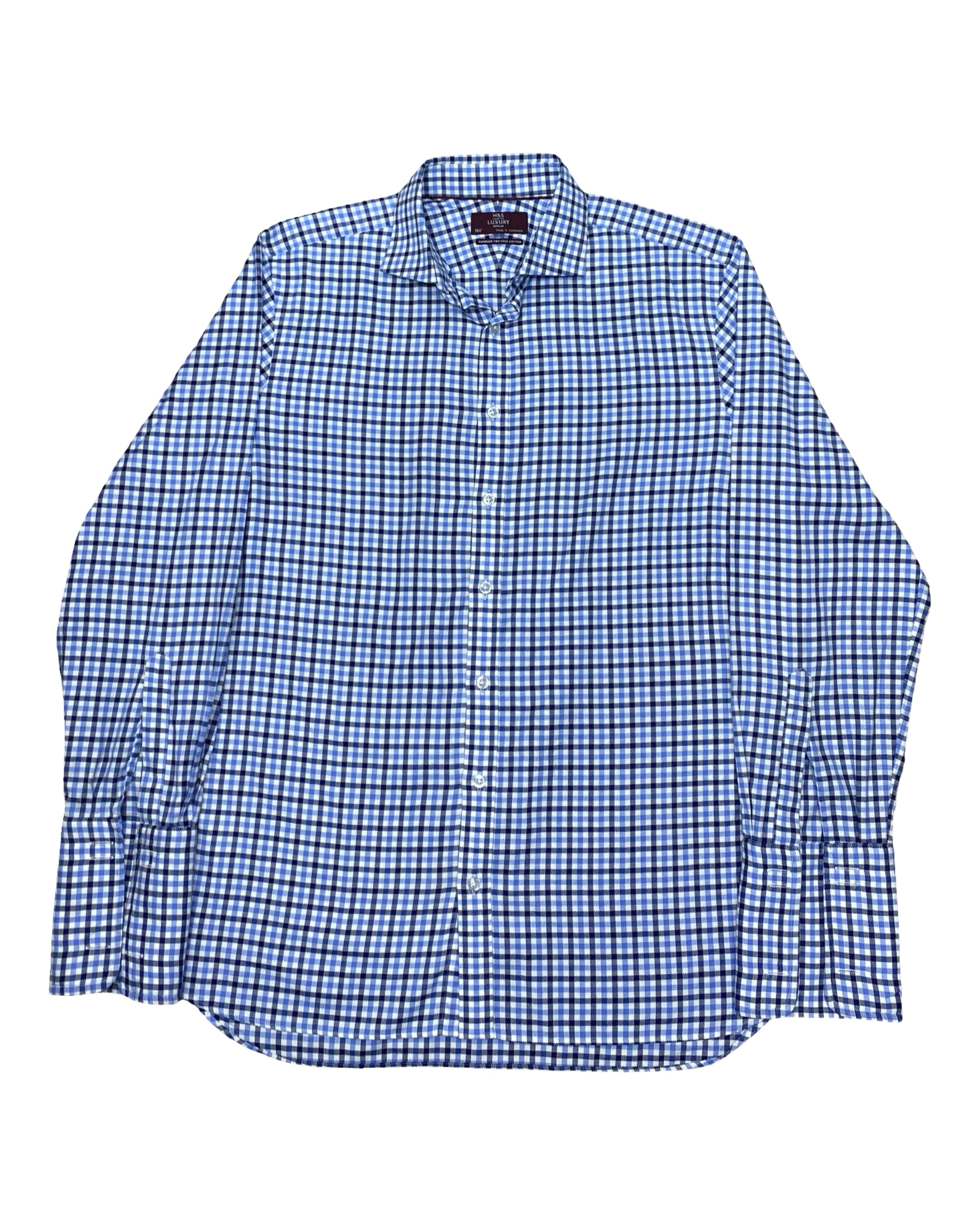 M&S Luxury Checkered Shirt | Large | Chest 25”