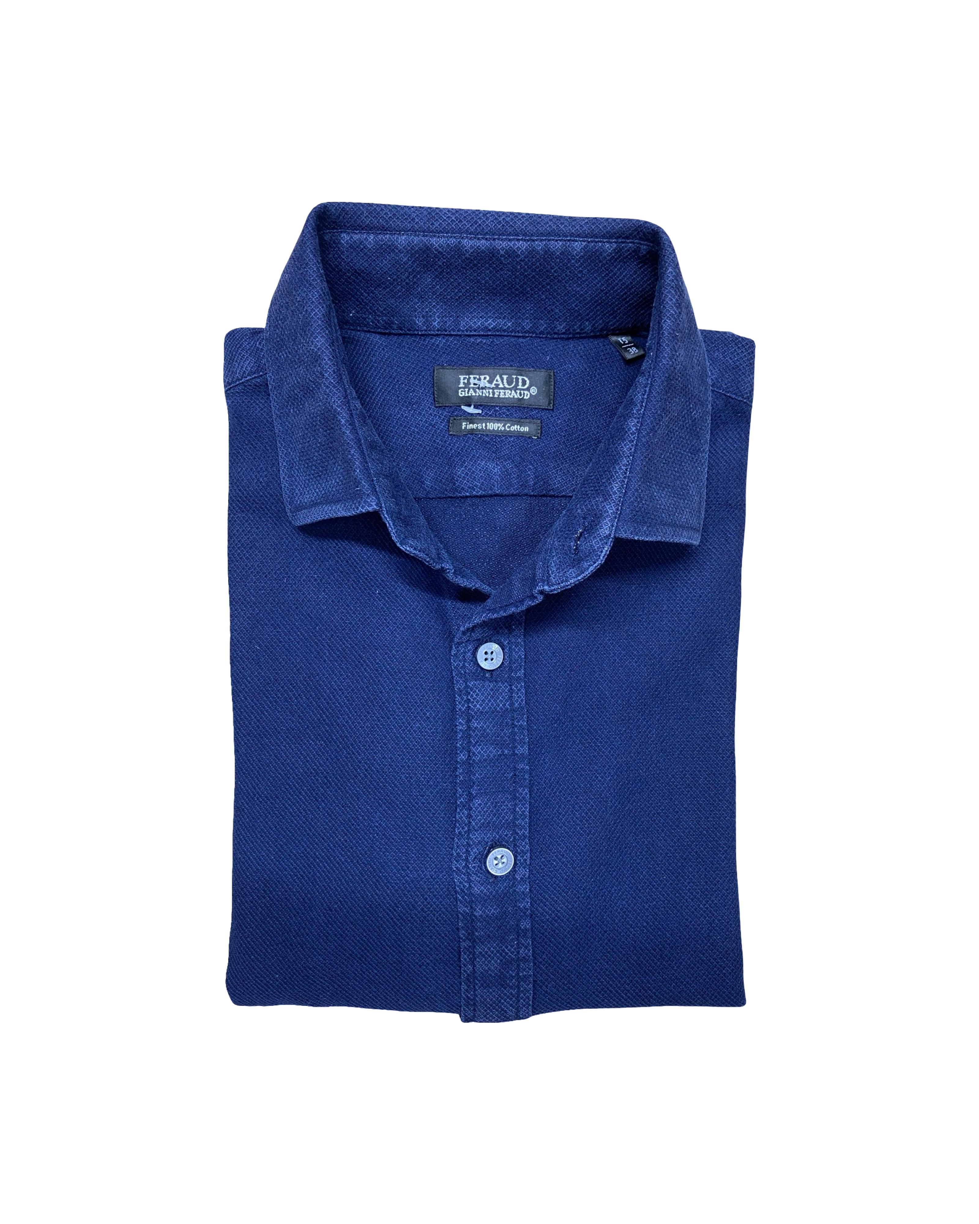 Feraud Navy Formal Shirt | Medium | Chest 20.5”