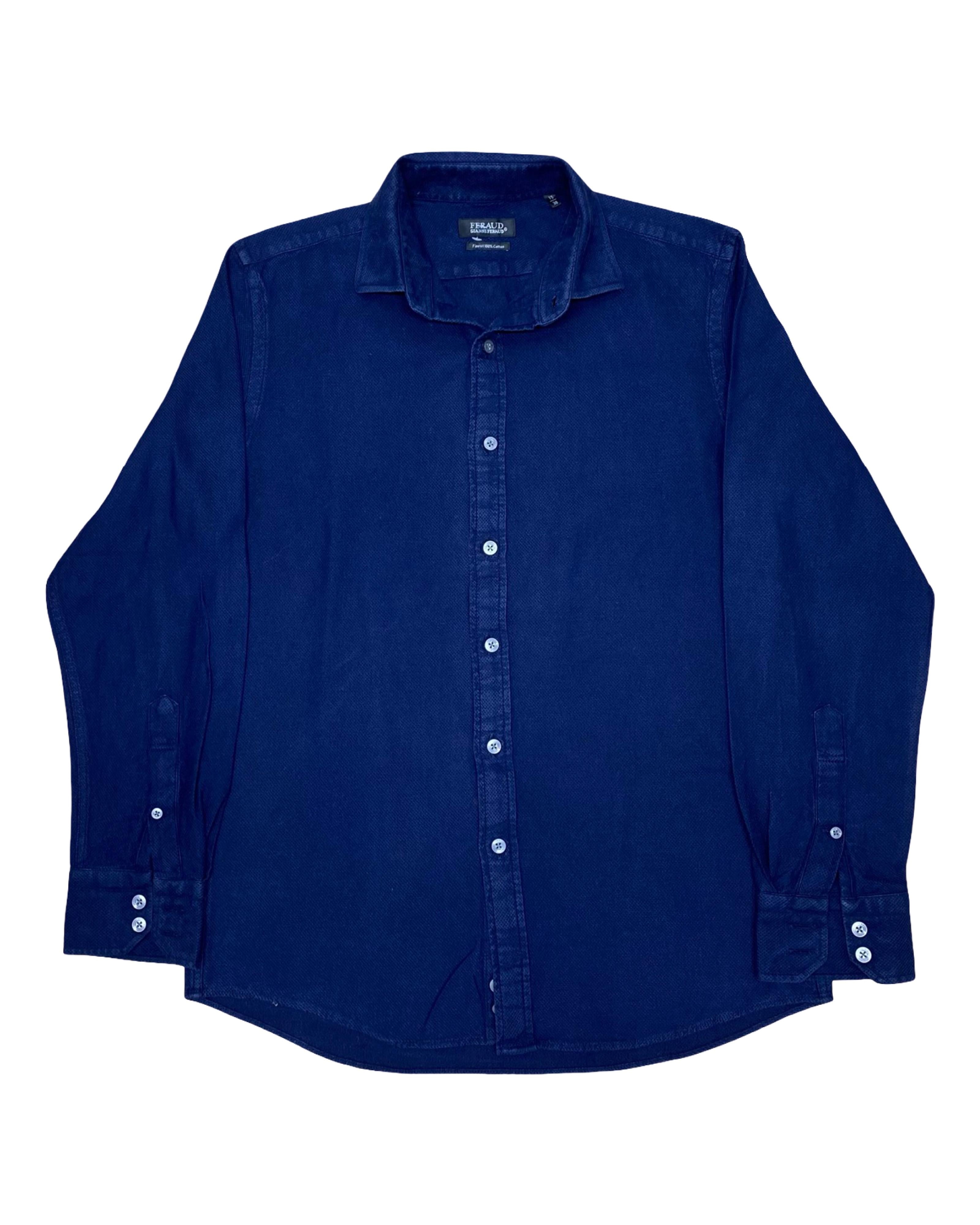 Feraud Navy Formal Shirt | Medium | Chest 20.5”