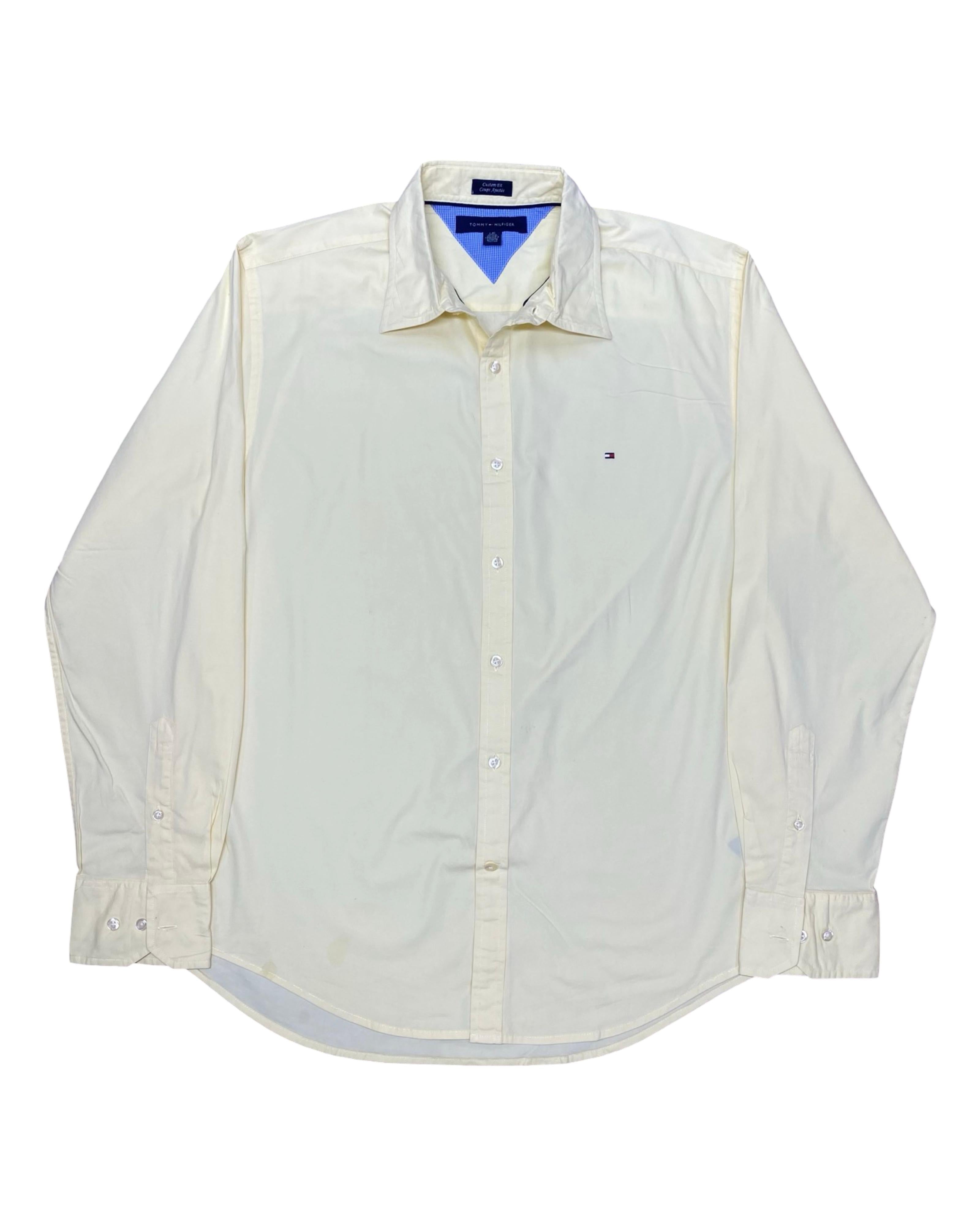 Tommy Hilfiger Cream Dress Shirt | Large | Chest 24”