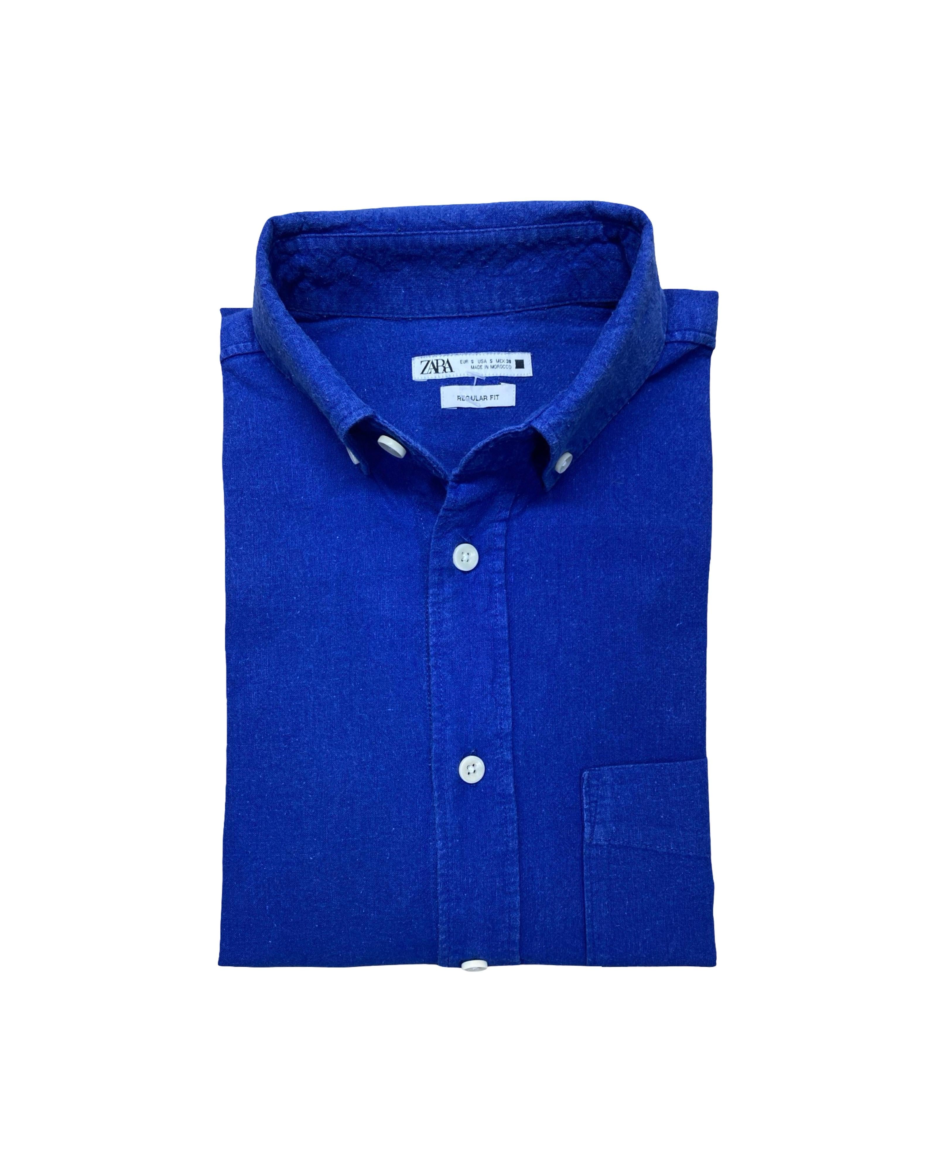 Zara Indigo Casual Shirt | Small | Chest 19.5”