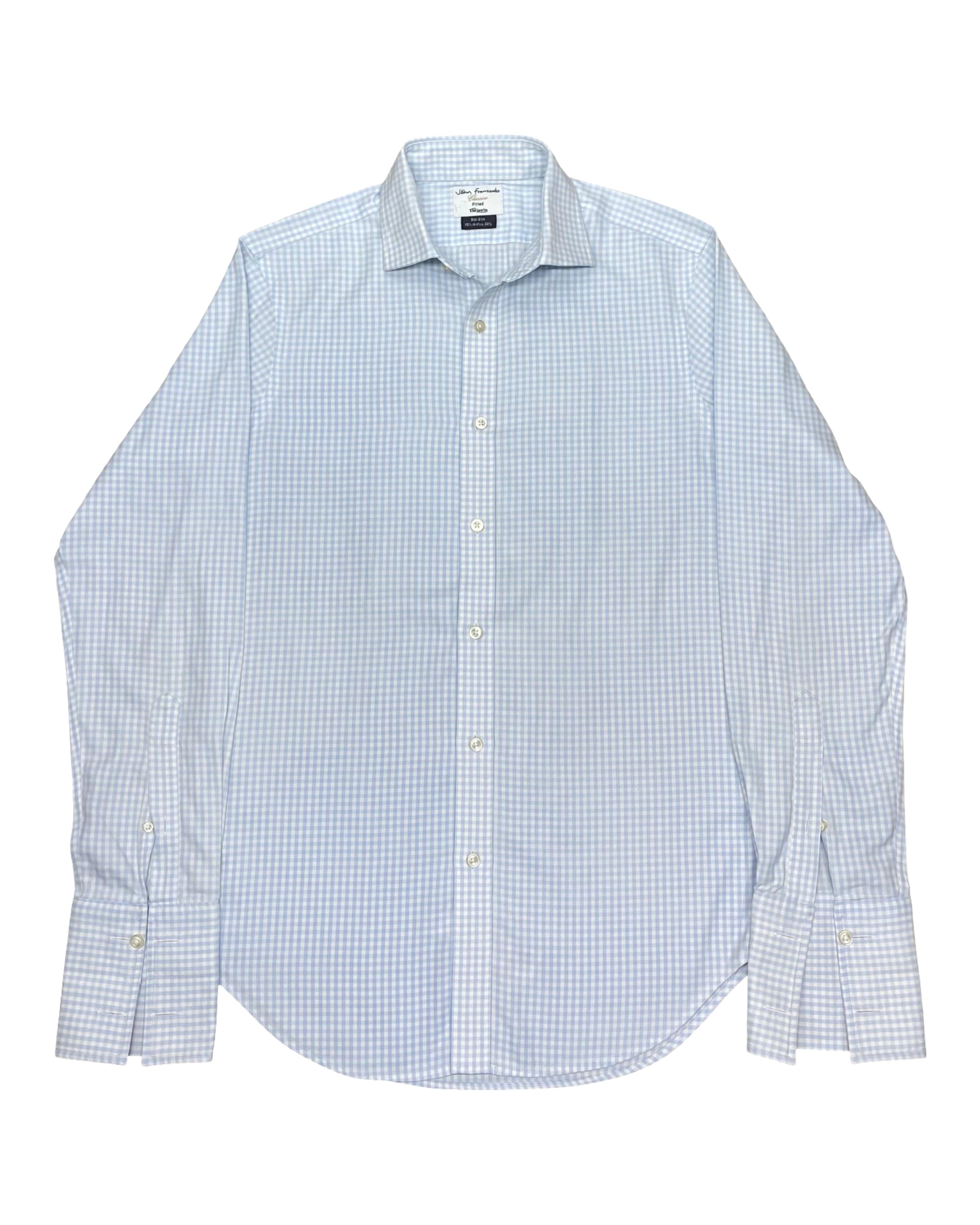 T.M. Lewin Blue Gingham Check Shirt | Medium | Chest 21.5”