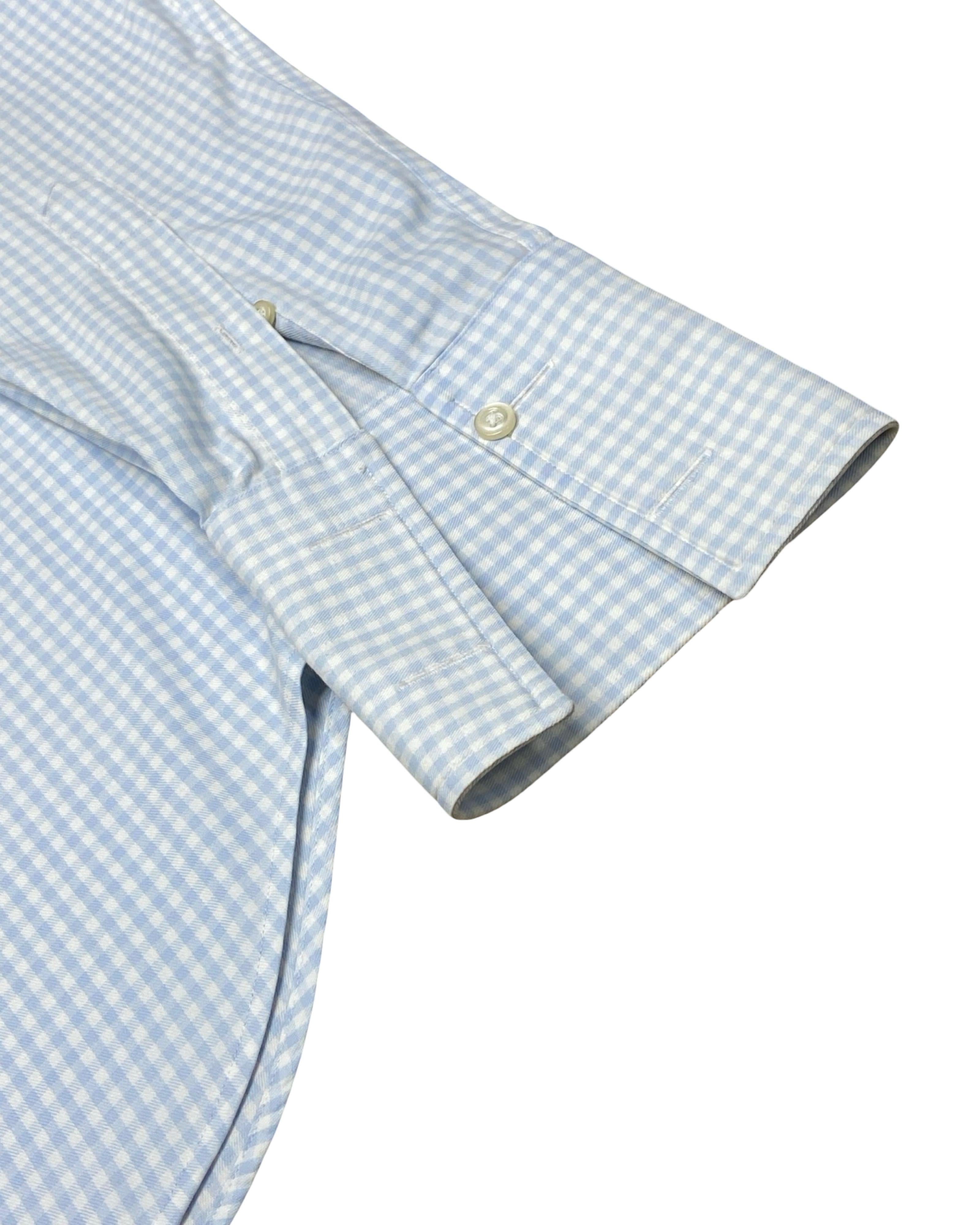 T.M. Lewin Blue Gingham Check Shirt | Medium | Chest 21.5”