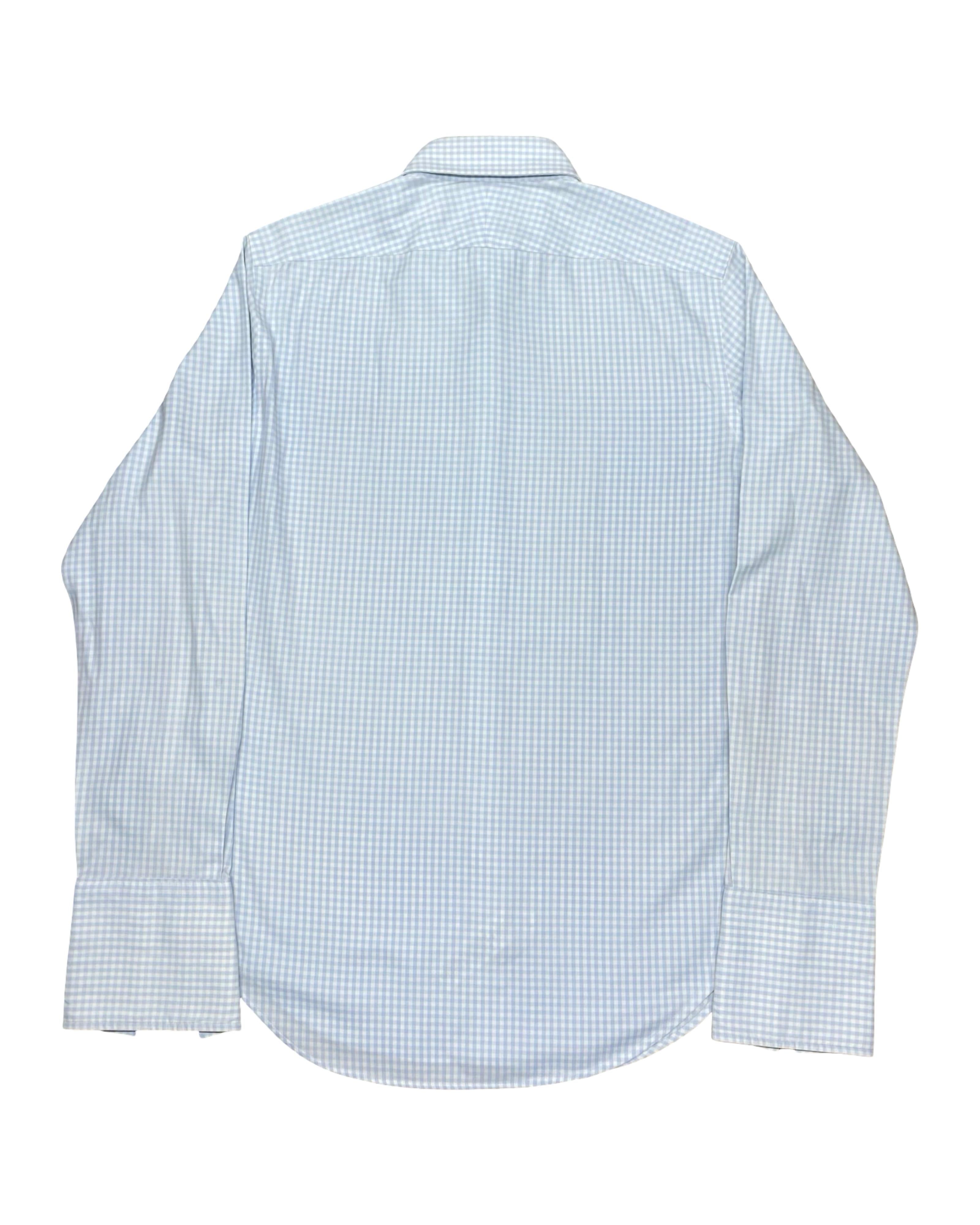 T.M. Lewin Blue Gingham Check Shirt | Medium | Chest 21.5”