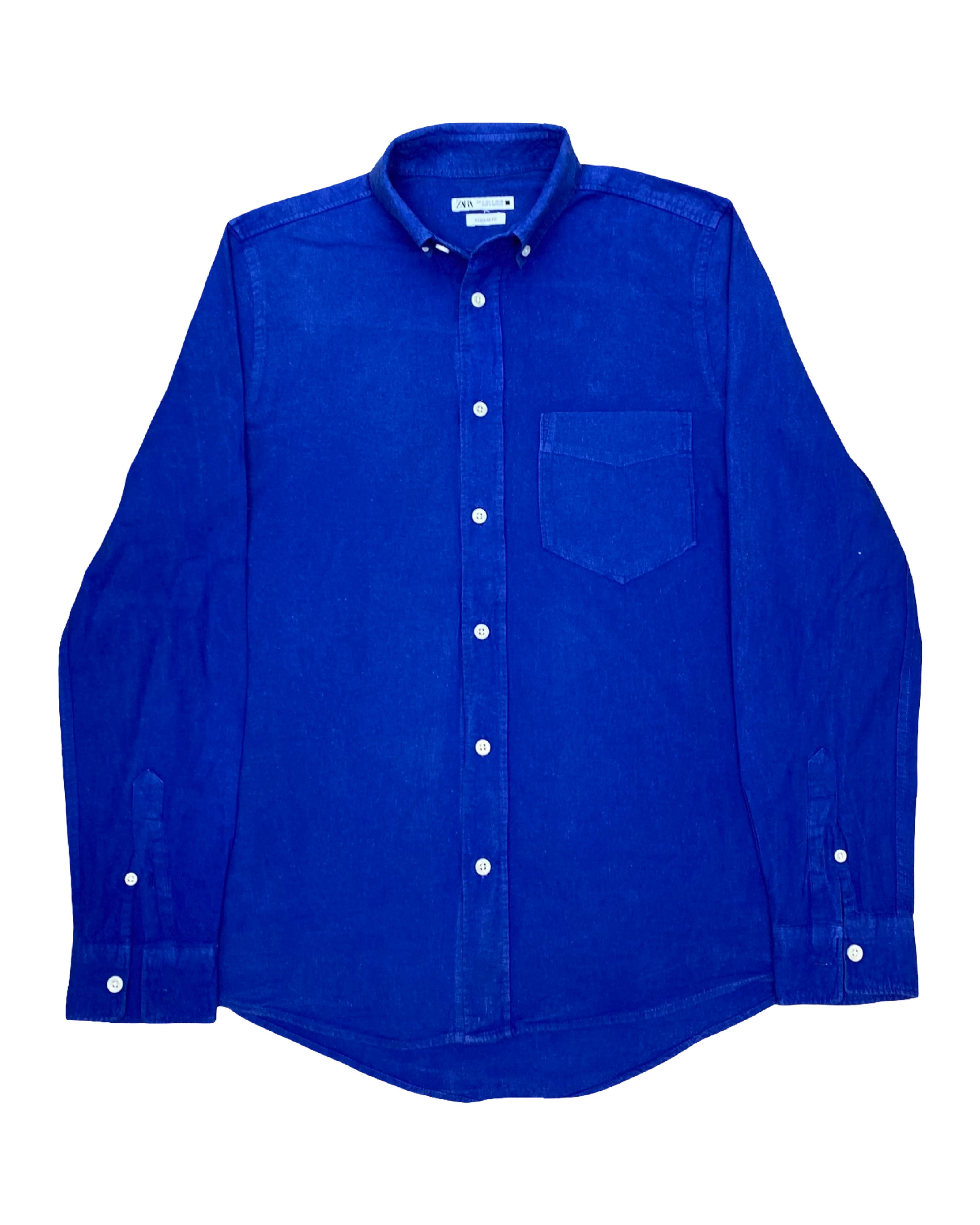 Zara Indigo Casual Shirt | Small | Chest 19.5”