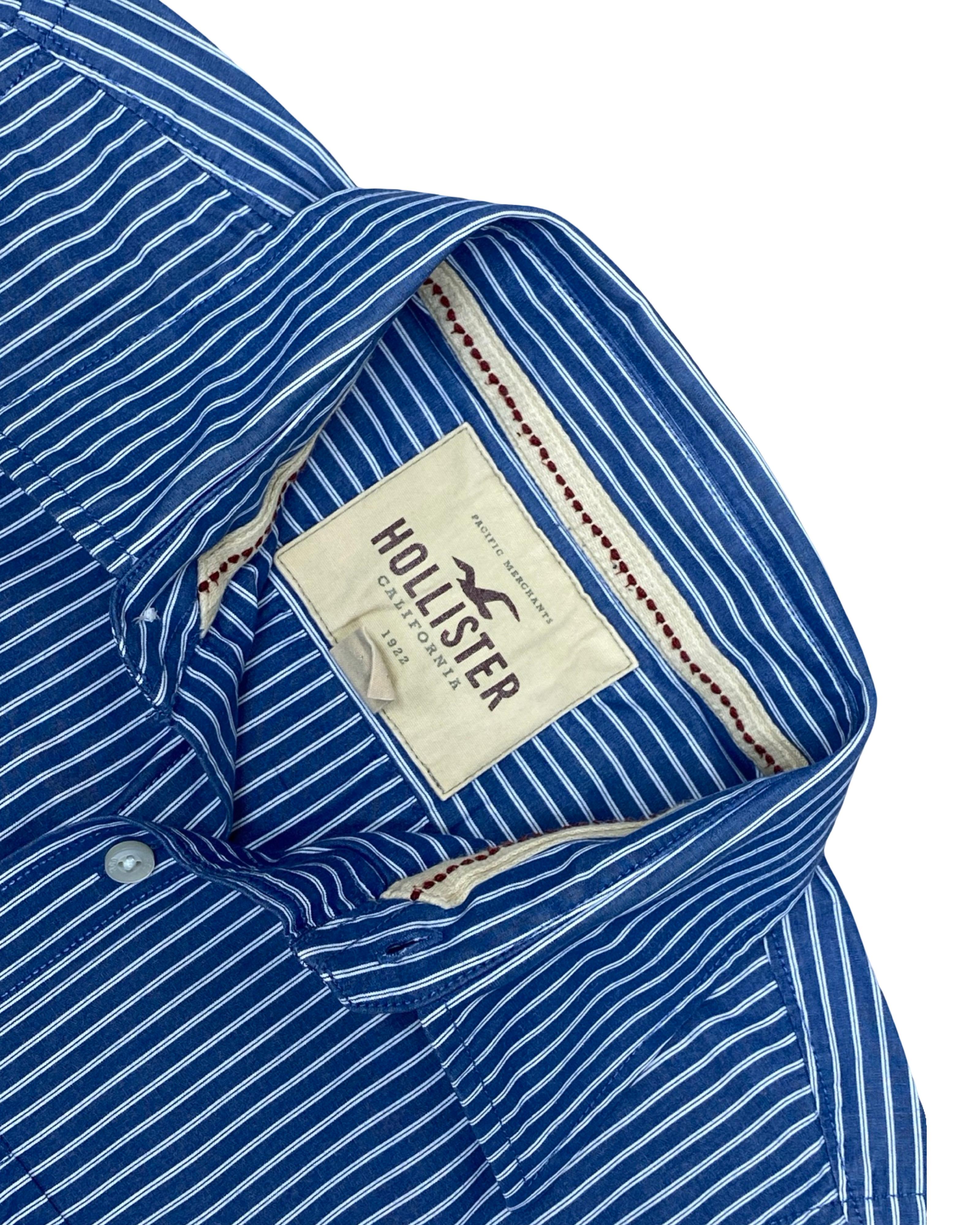 Hollister Blue Striped Shirt | Medium | Chest 20.5”