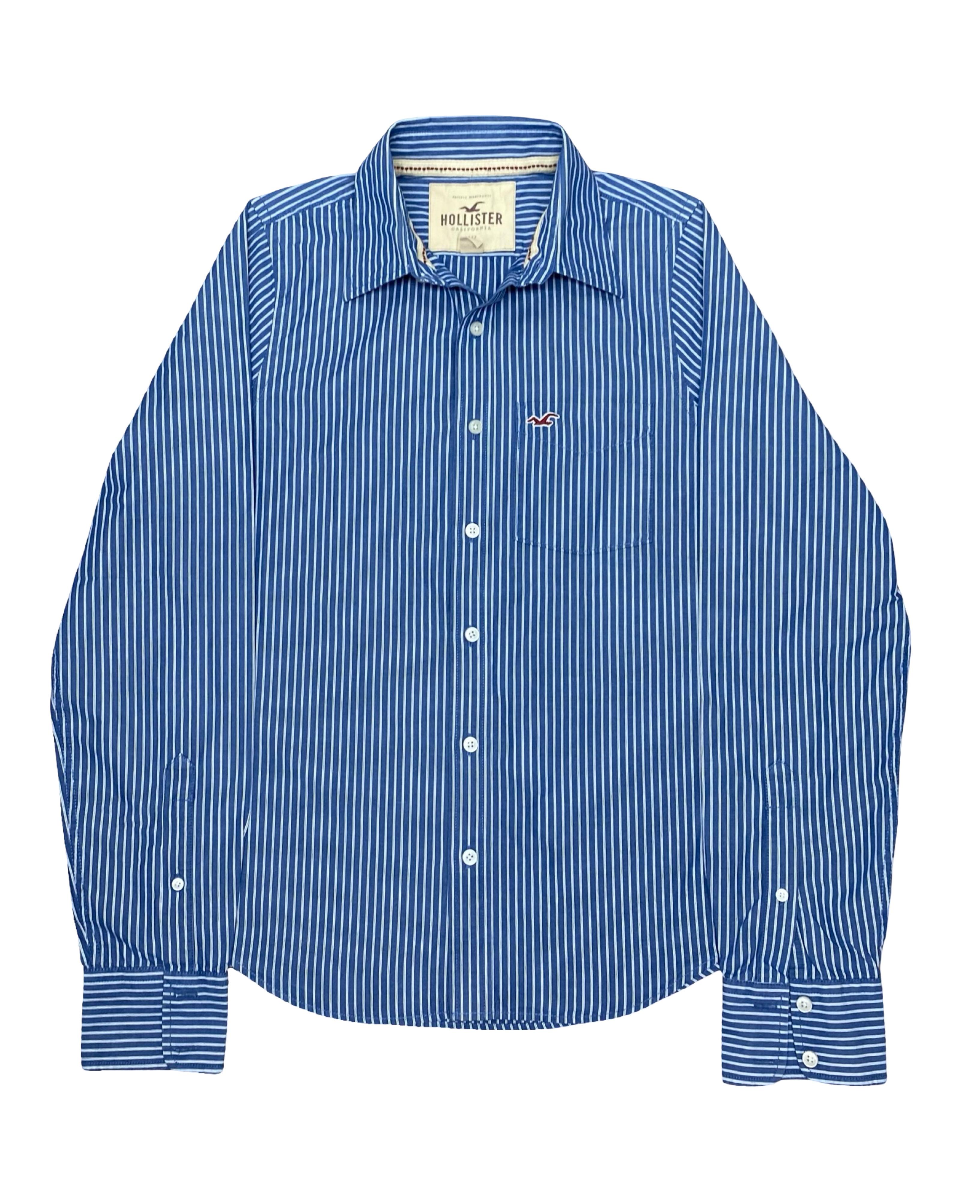 Hollister Blue Striped Shirt | Medium | Chest 20.5”