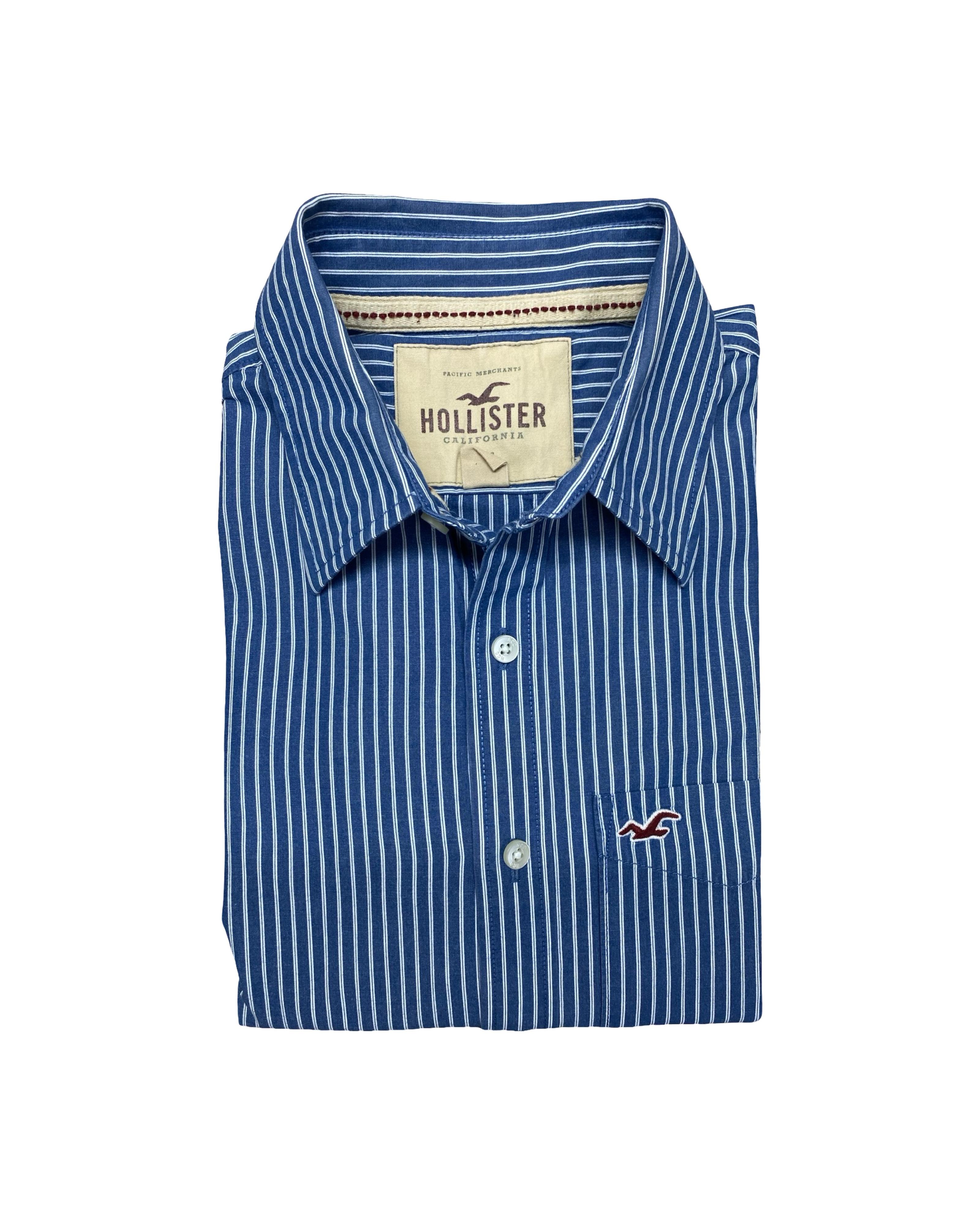 Hollister Blue Striped Shirt | Medium | Chest 20.5”