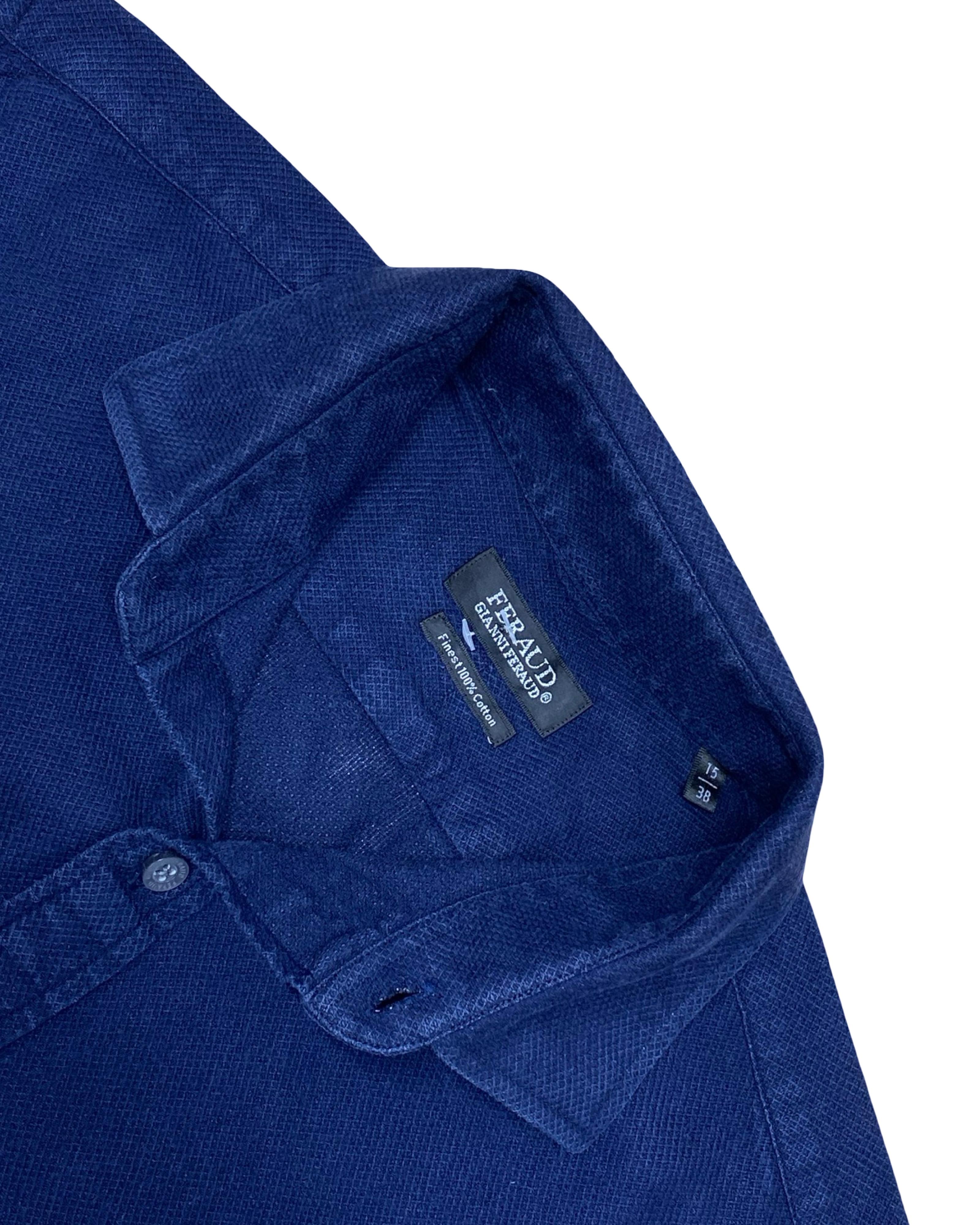 Feraud Navy Formal Shirt | Medium | Chest 20.5”