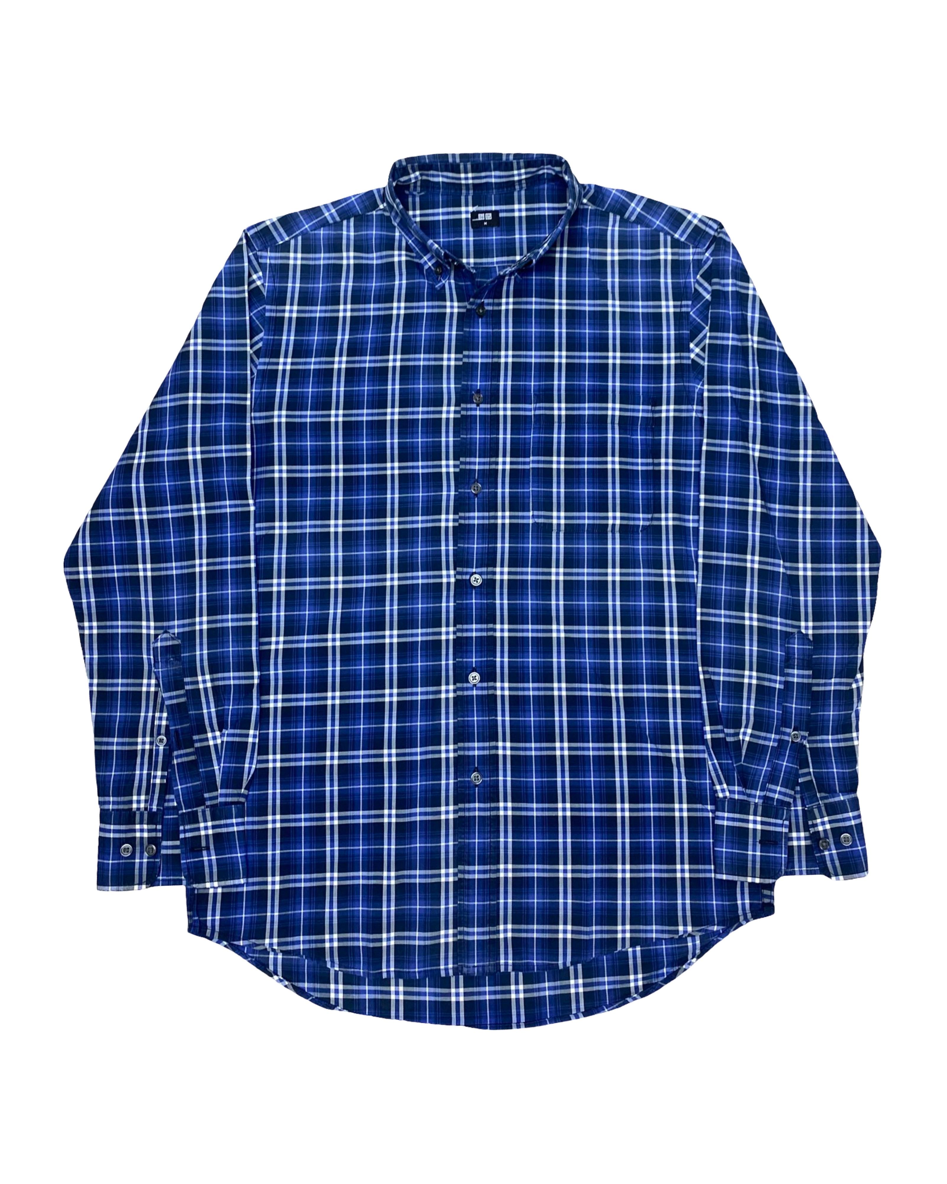Uniqlo Blue Check Shirt | Small | Chest 19.5”