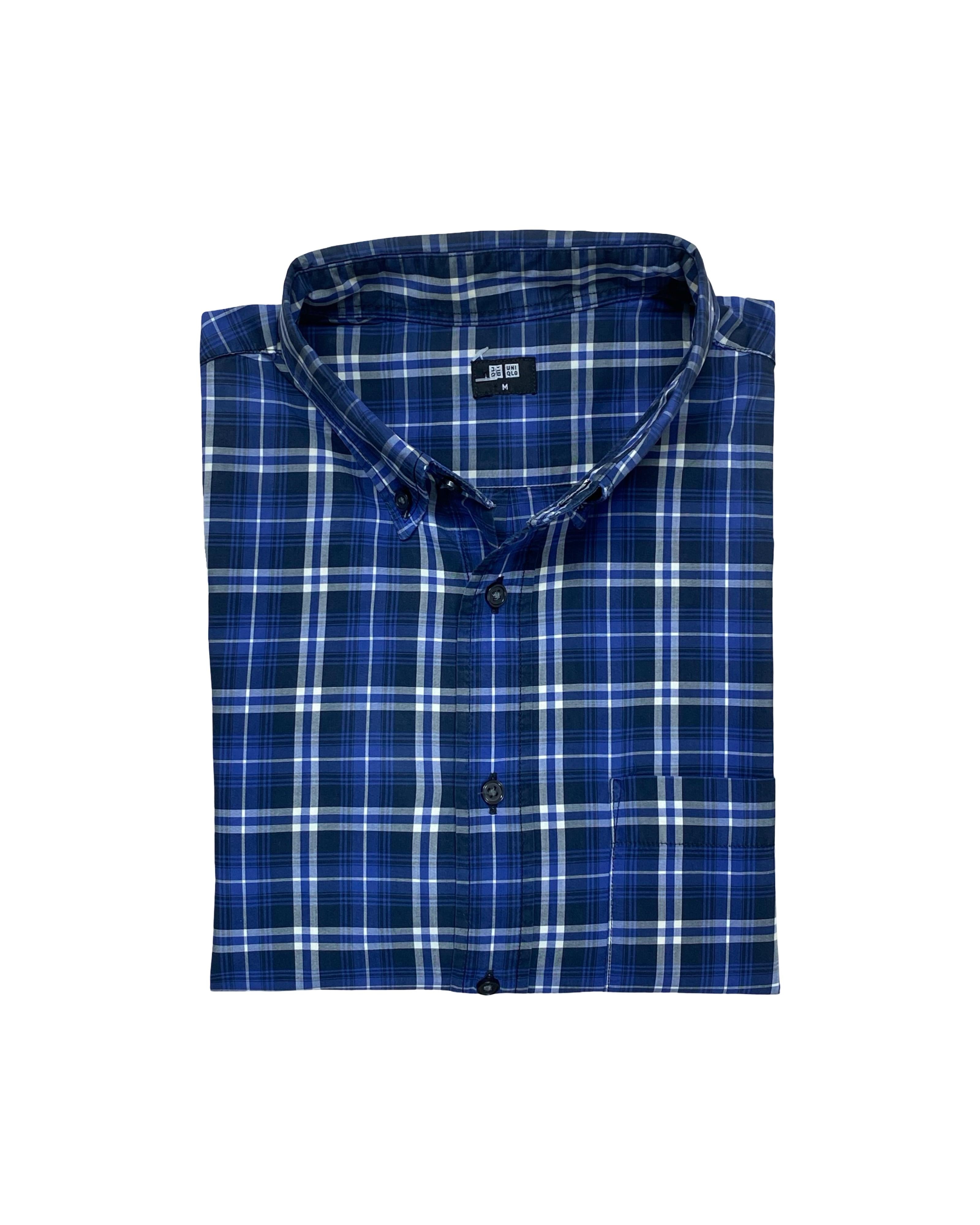 Uniqlo Blue Check Shirt | Small | Chest 19.5”