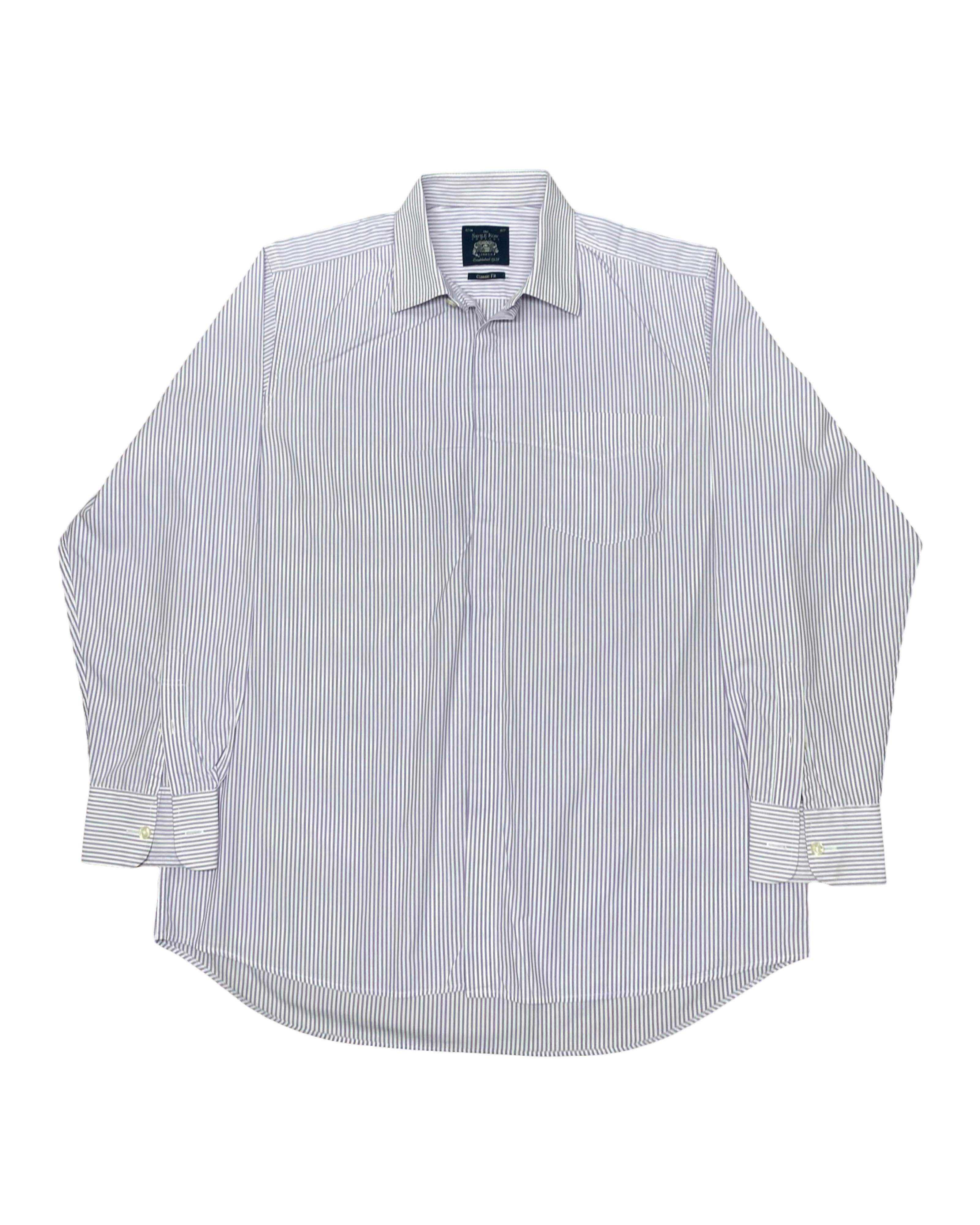Savile Row Striped Formal Shirt | Large | Chest 24.5”