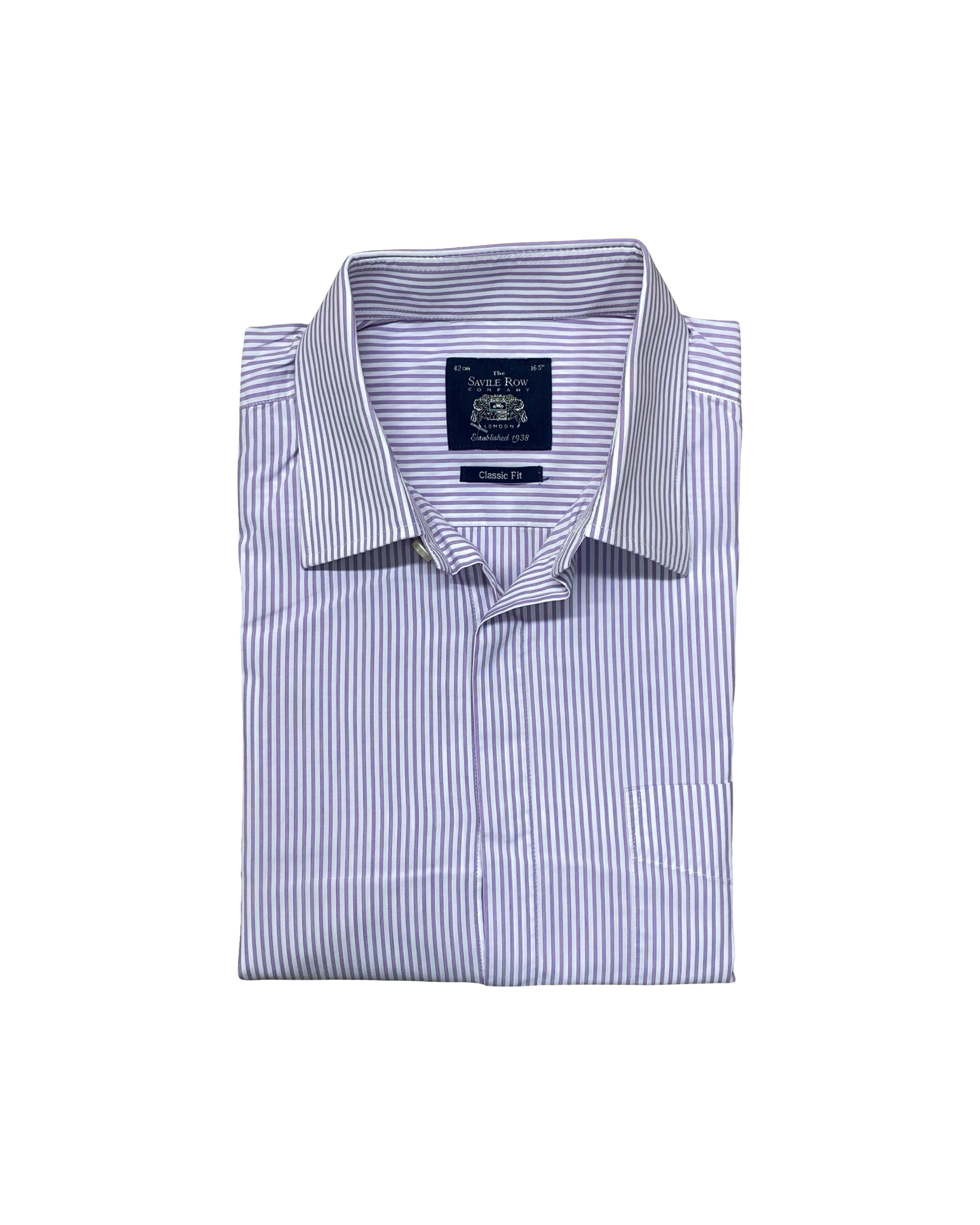 Savile Row Striped Formal Shirt | Large | Chest 24.5”