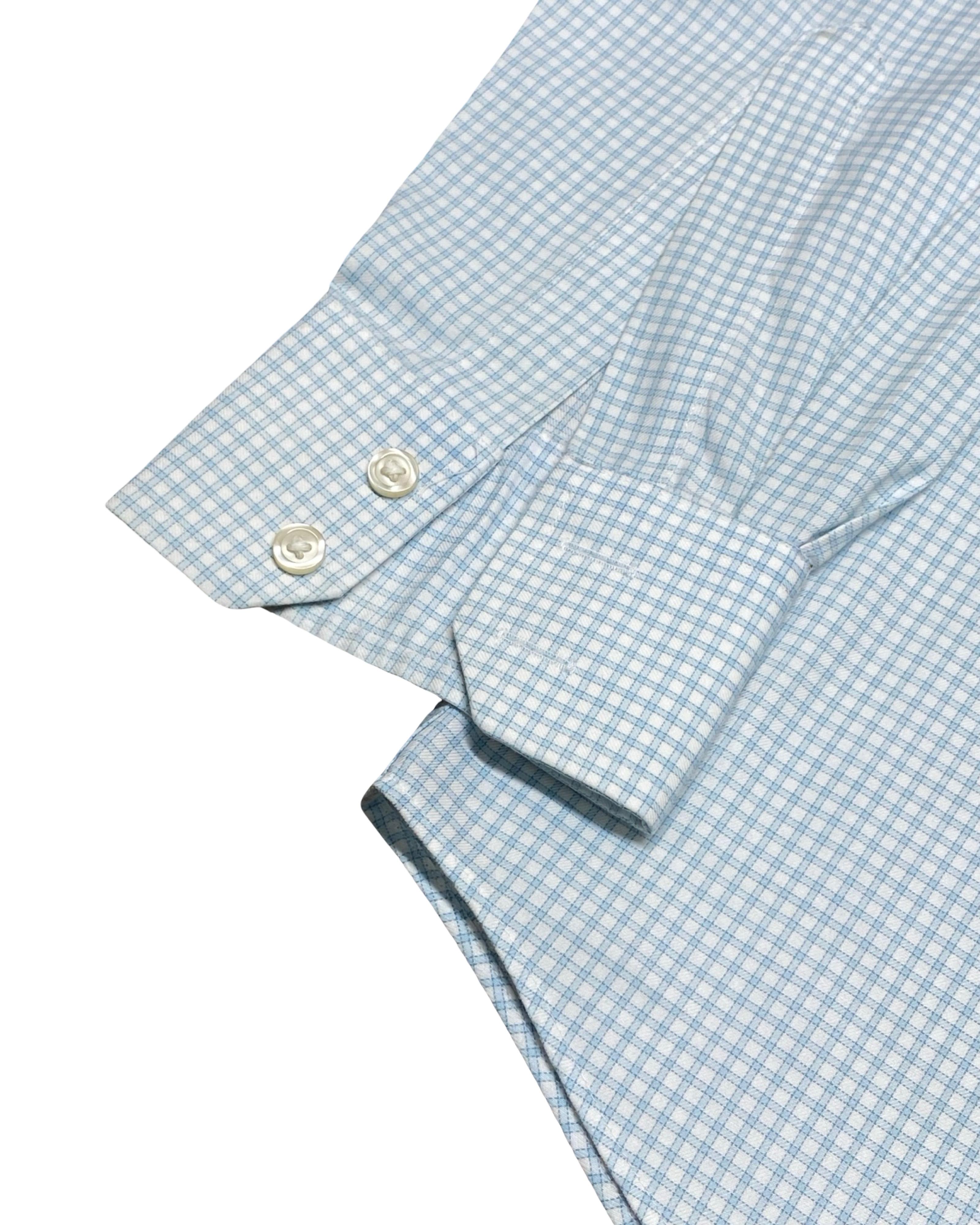 Charles Tyrwhitt Blue Micro Check Shirt | Medium | Chest 21”
