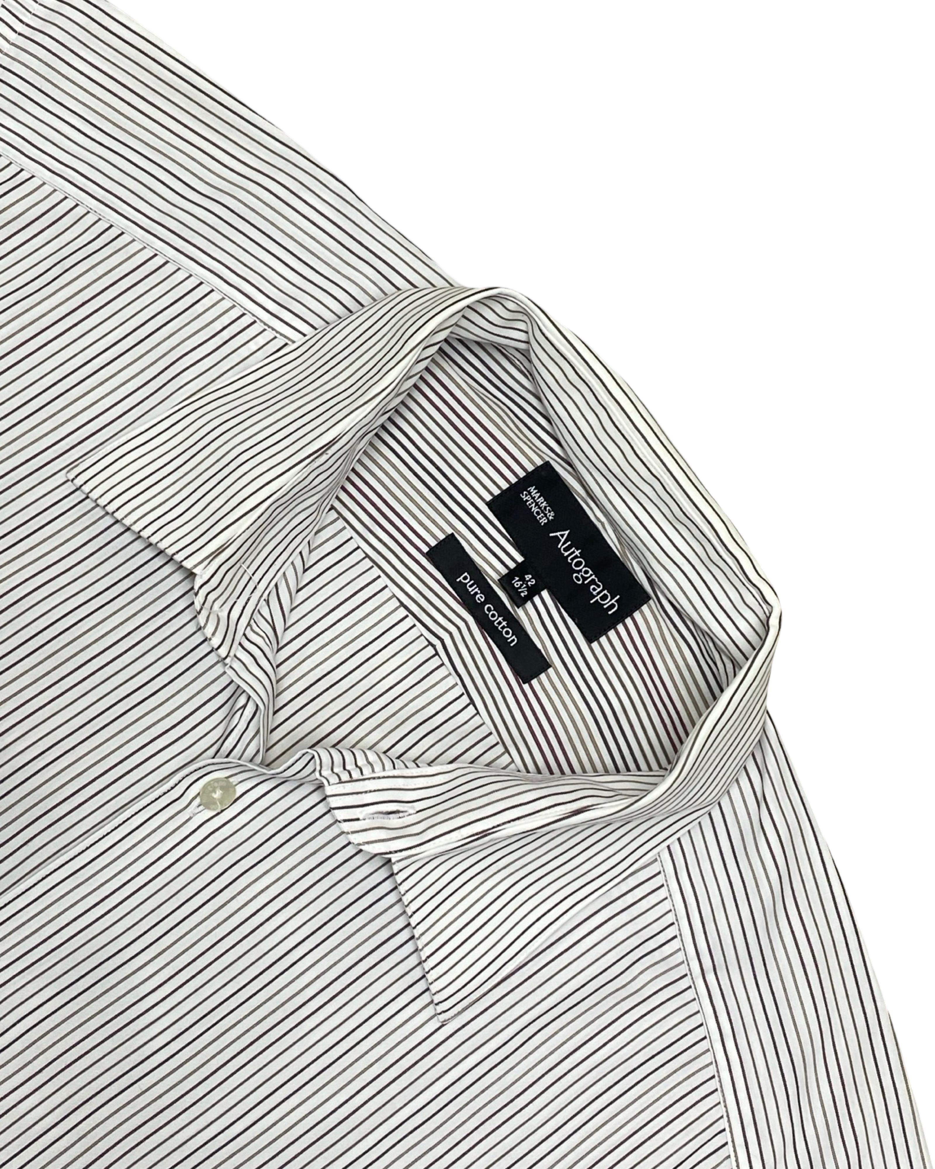 Autograph Striped Cotton Shirt | Large | Chest 24.5”