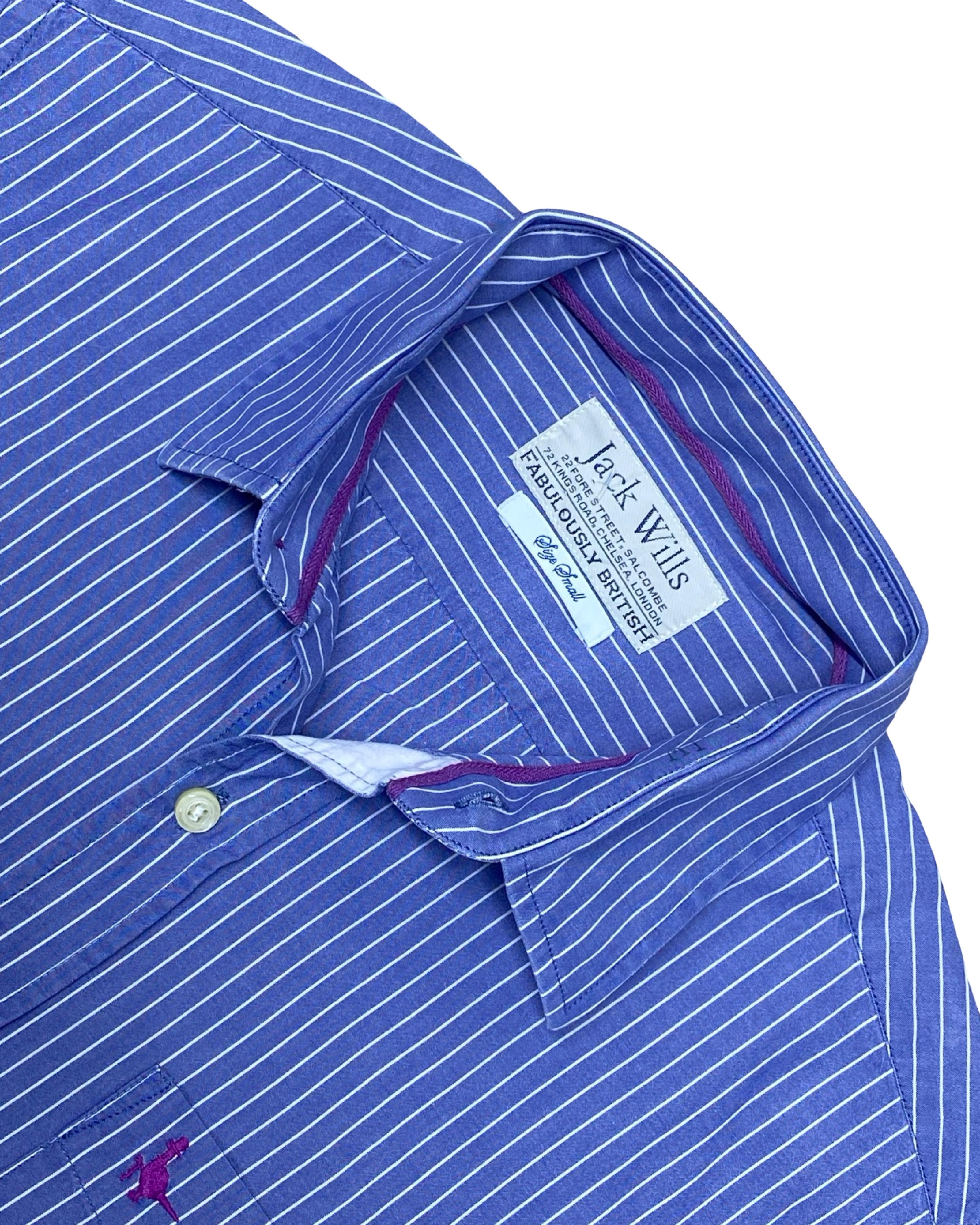 Jack Wills Navy Striped Shirt | Small | Chest 19.5”