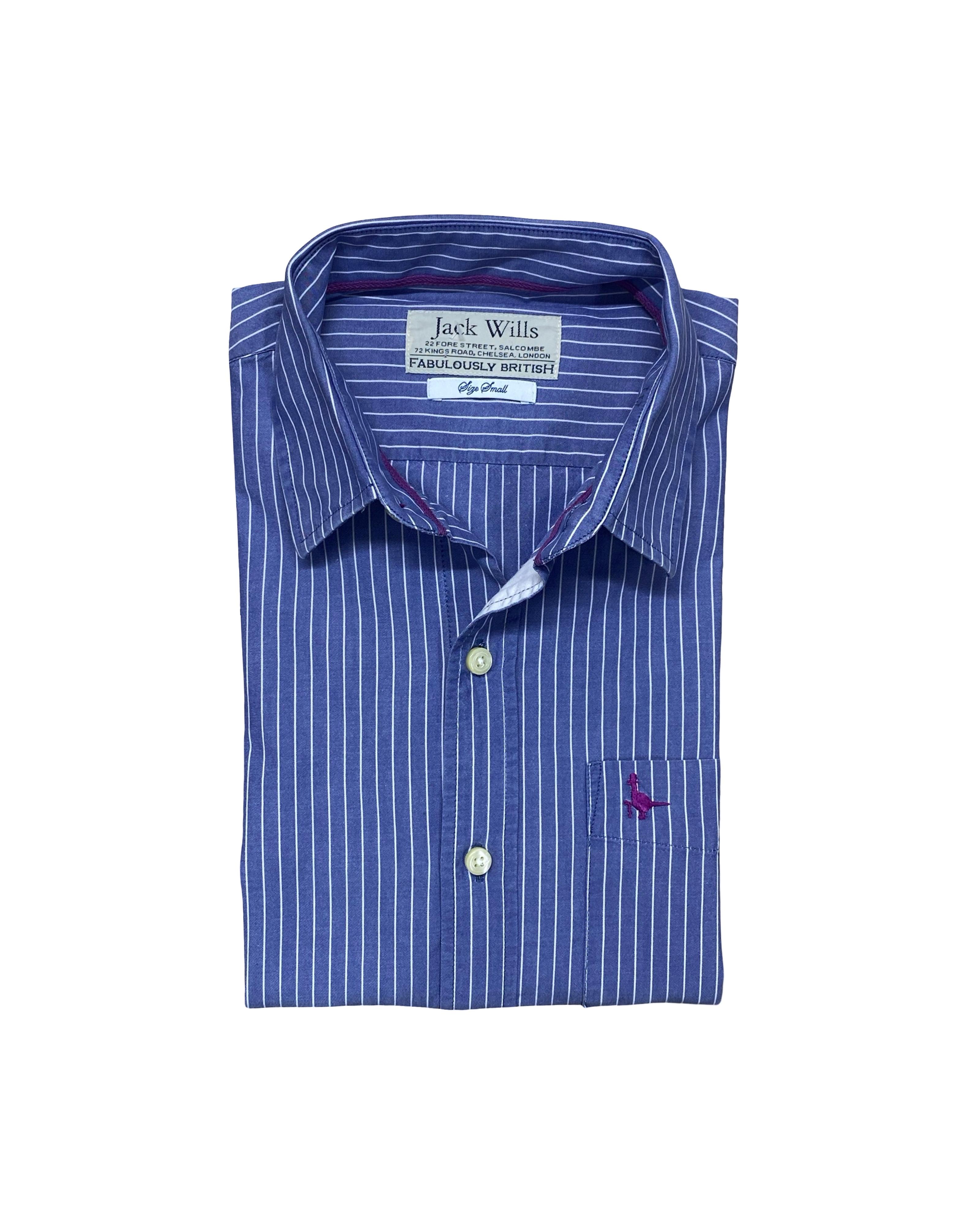 Jack Wills Navy Striped Shirt | Small | Chest 19.5”