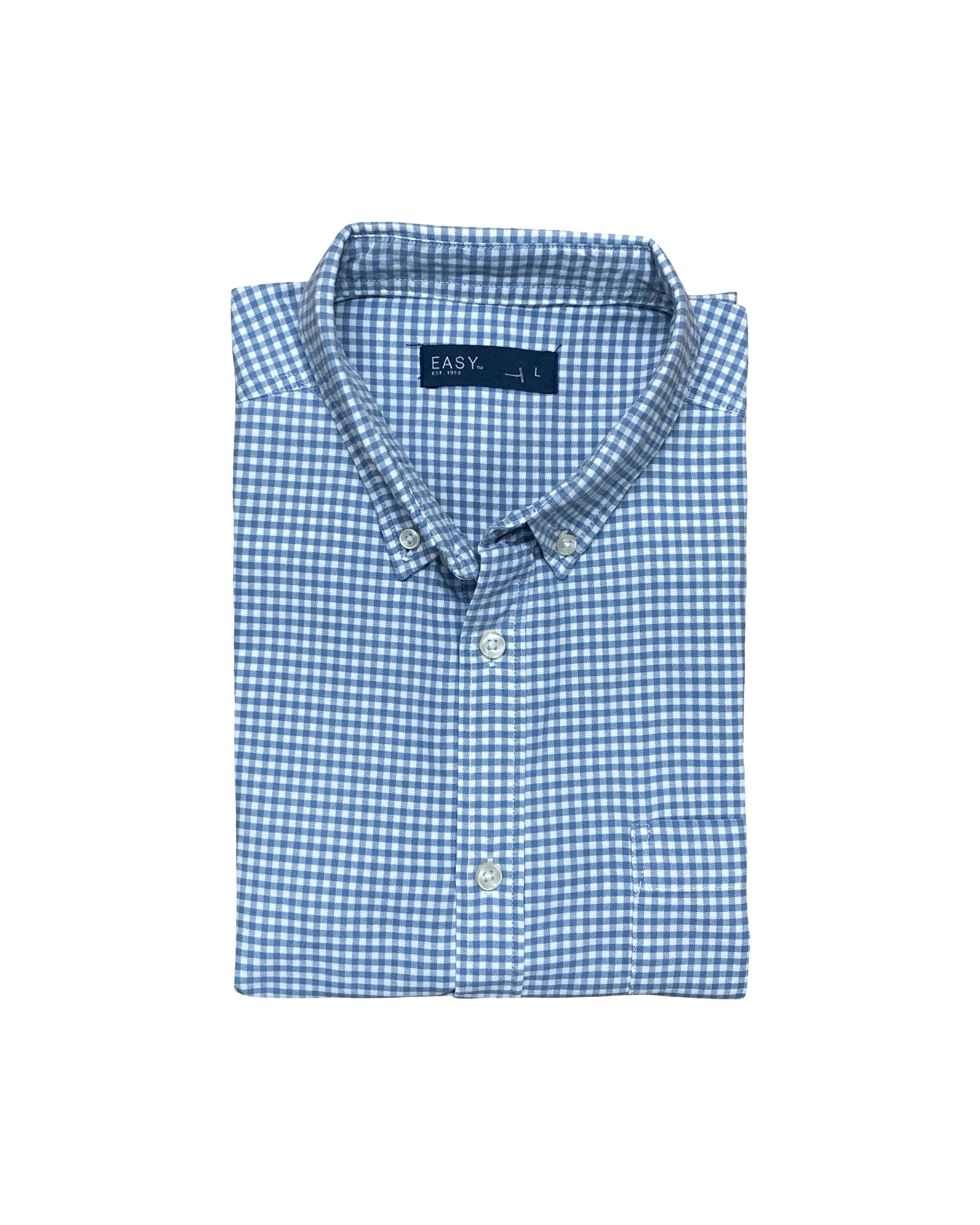 Easy Blue Gingham Check Shirt | Large | Chest 23”
