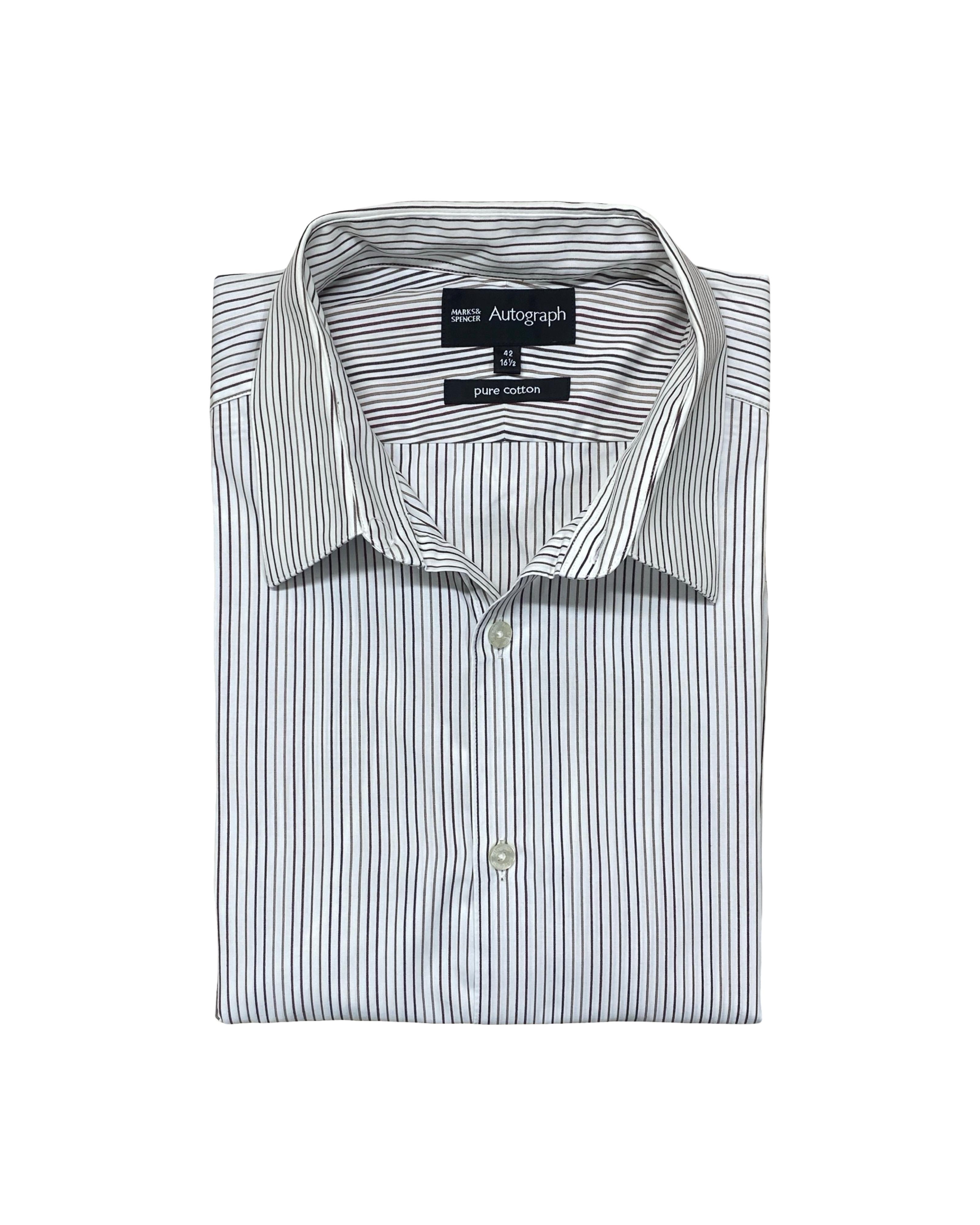 Autograph Striped Cotton Shirt | Large | Chest 24.5”