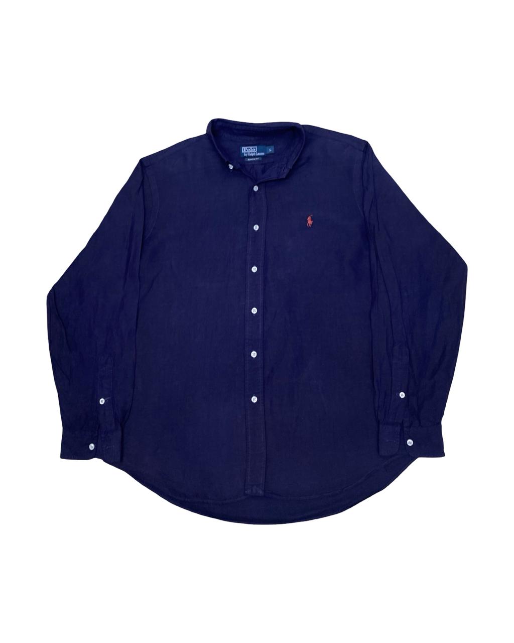 Polo Ralph Lauren Navy Linen Shirt | XL | Chest 26.5”