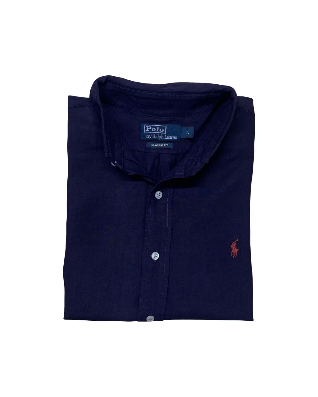 Polo Ralph Lauren Navy Linen Shirt | XL | Chest 26.5”