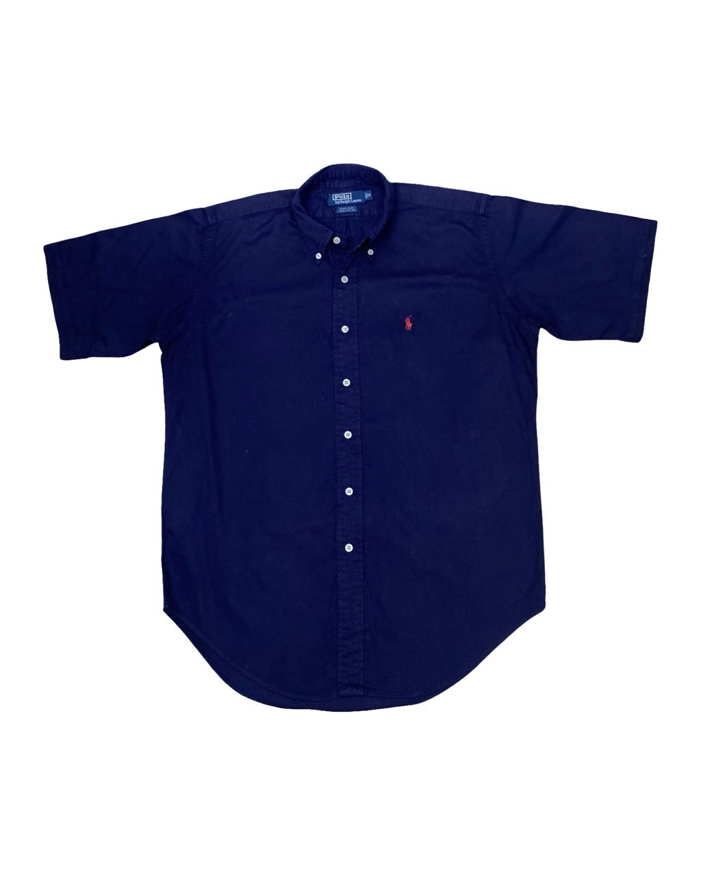 Ralph Lauren Navy Short Sleeve Oxford Shirt | Large | Chest 24”