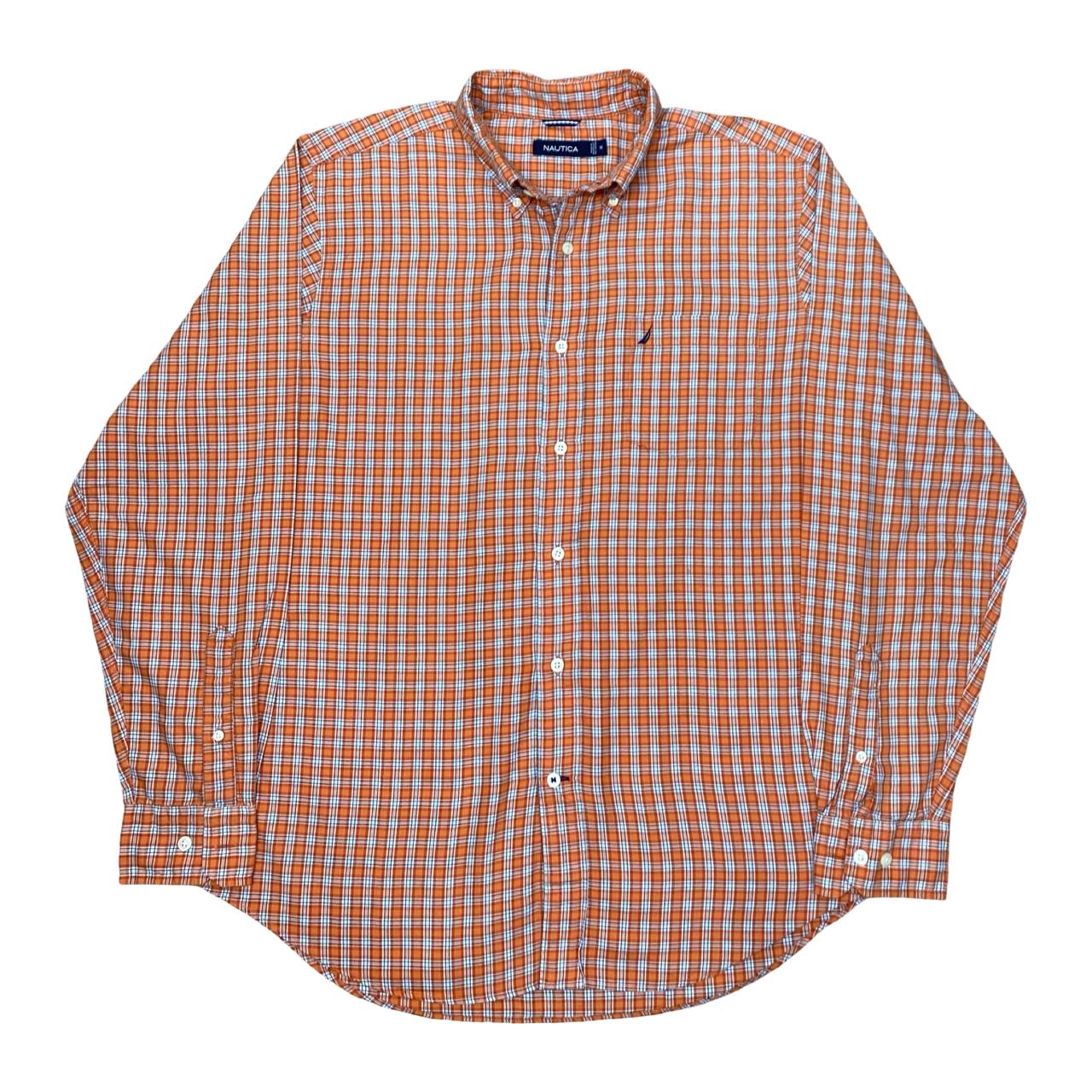 Nautica Orange Check Shirt | Large | Chest 24”