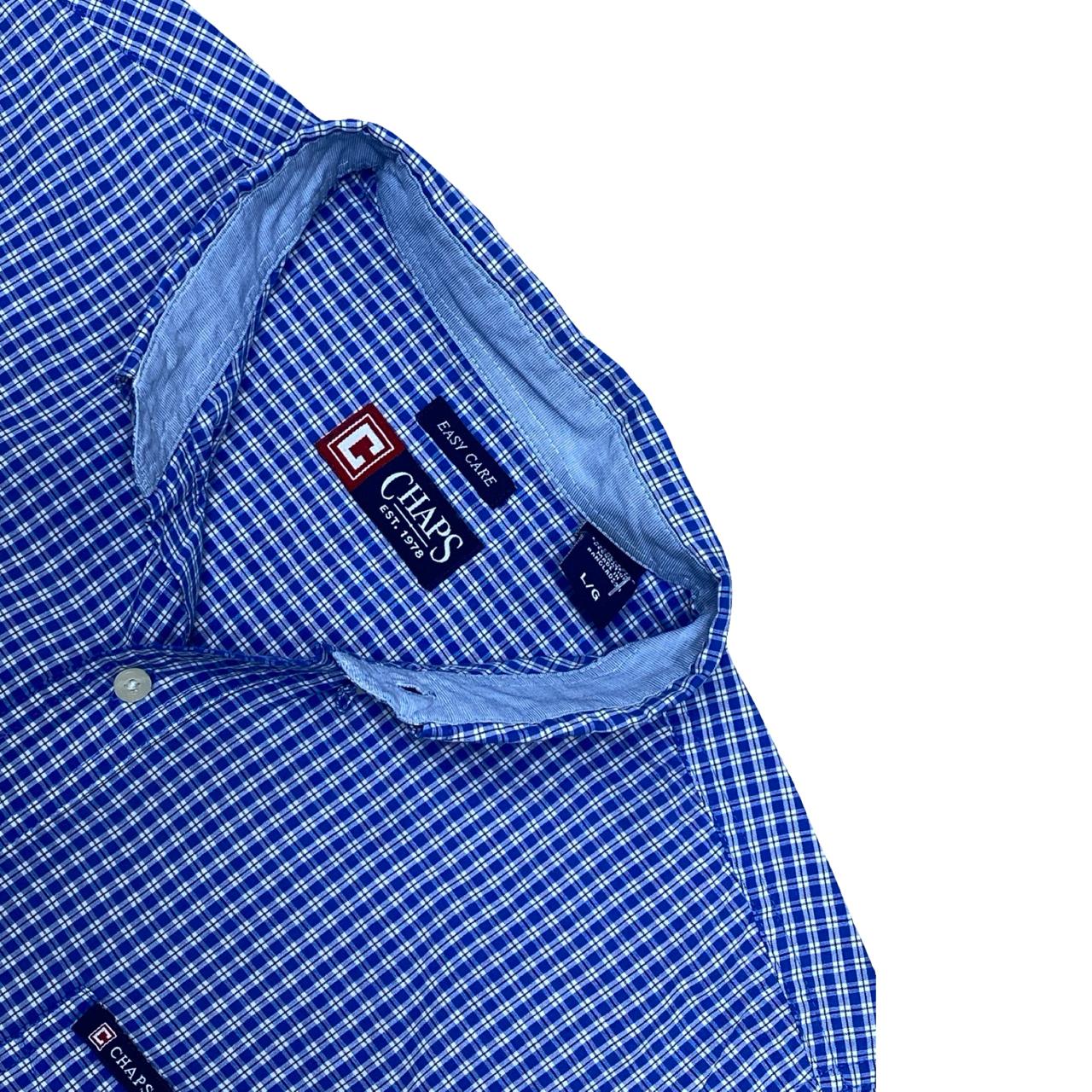 Chaps Blue Check Short Sleeve Shirt | Large | Chest 24.5”