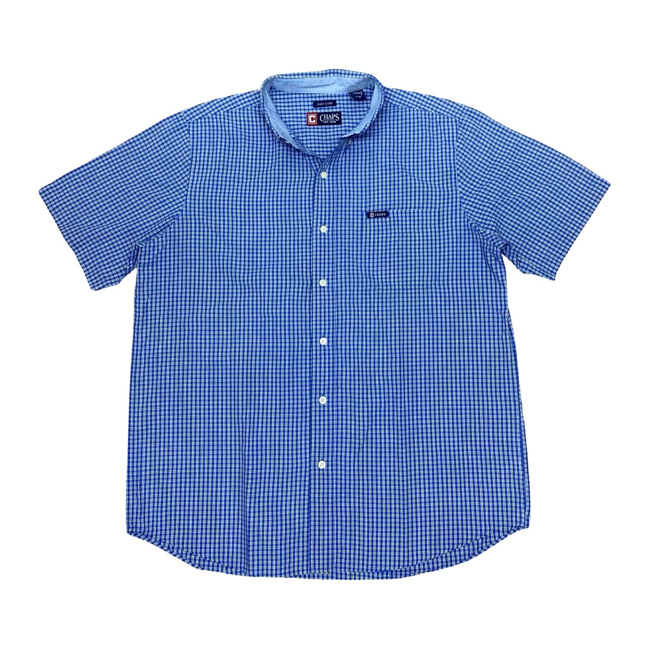 Chaps Blue Check Short Sleeve Shirt | Large | Chest 24.5”