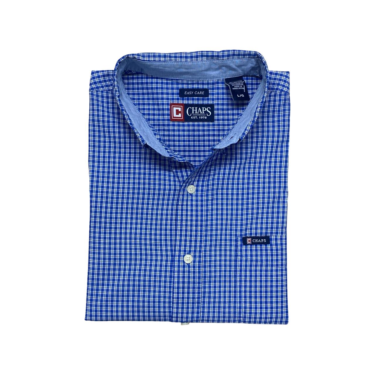 Chaps Blue Check Short Sleeve Shirt | Large | Chest 24.5”