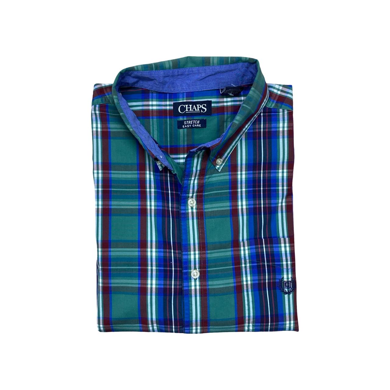 Chaps Green & Blue Plaid Shirt | XL | Chest 26”