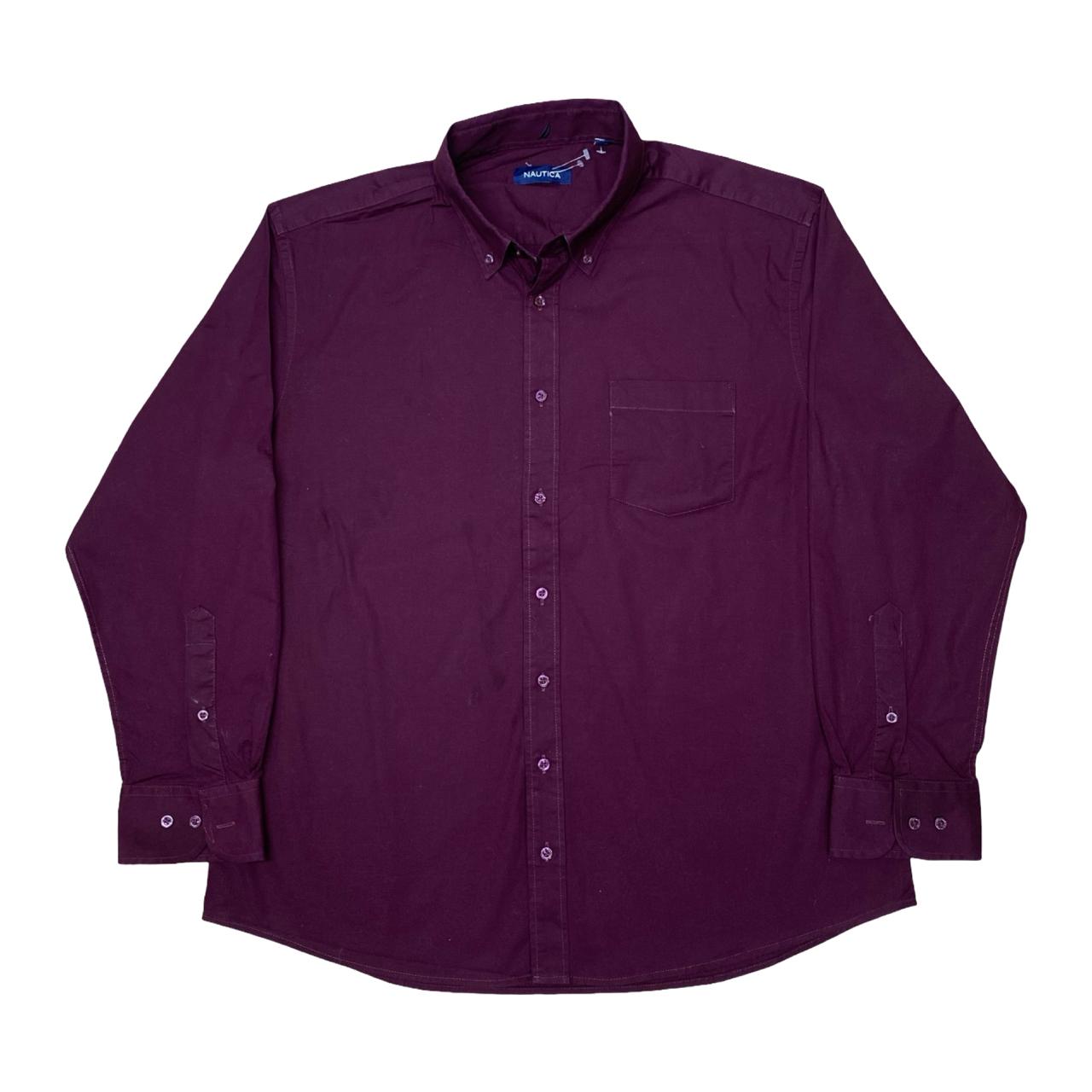 Nautica Solid Maroon Shirt | Large | Chest 24”