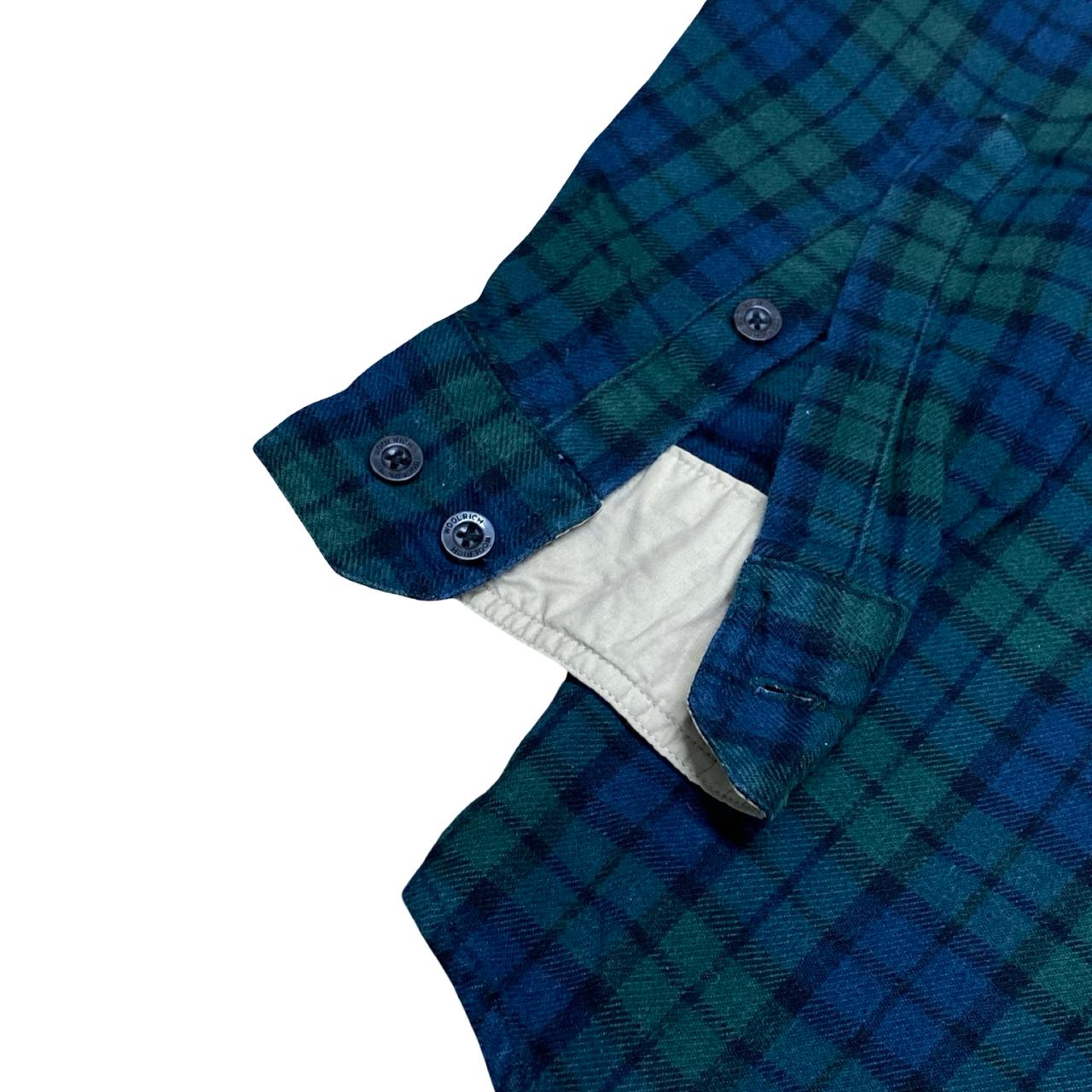 WoolRich Green & Navy Flannel Check Shirt | Large | Chest 25”
