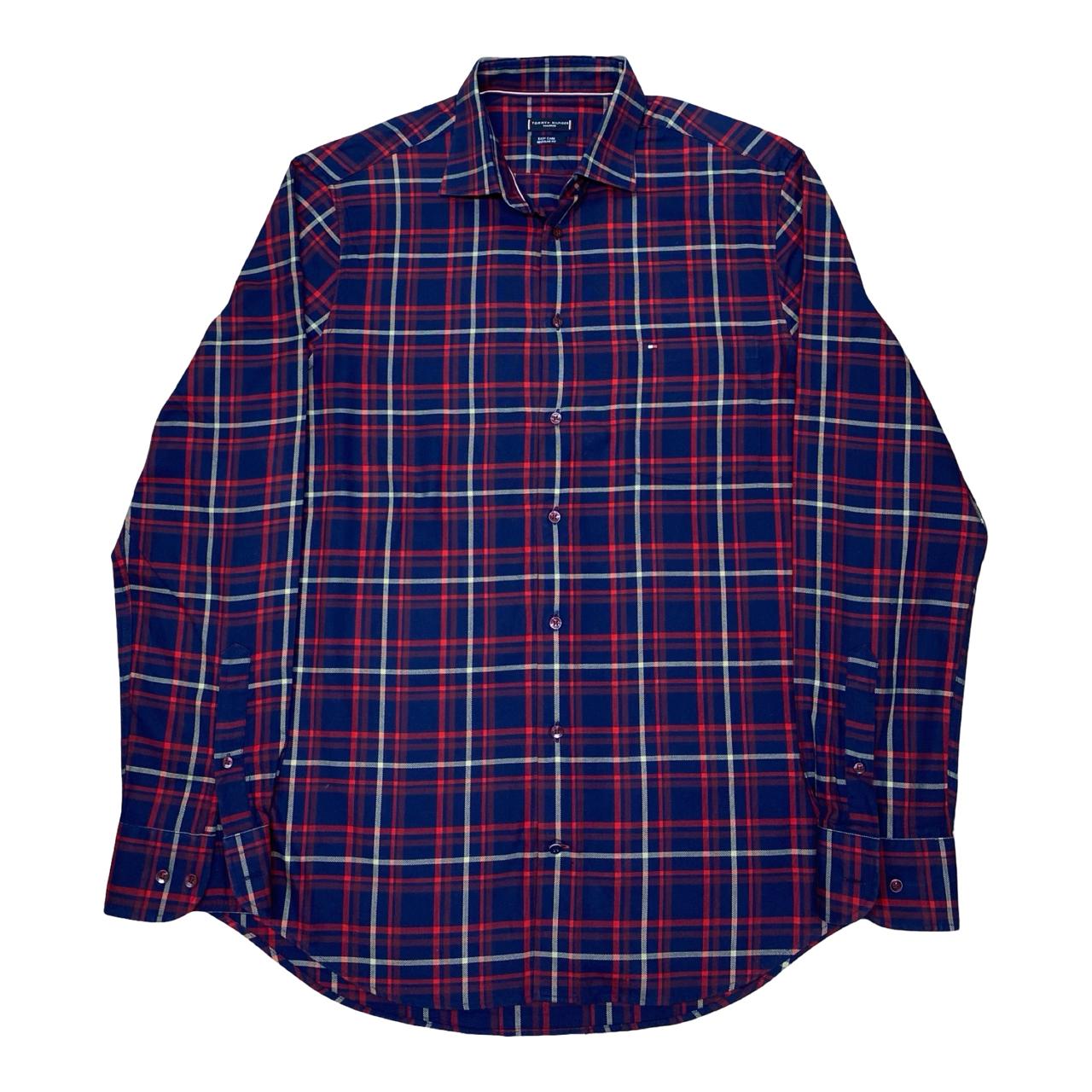 Tommy Hilfiger Navy & Red Check Shirt | Large | Chest 23.5”