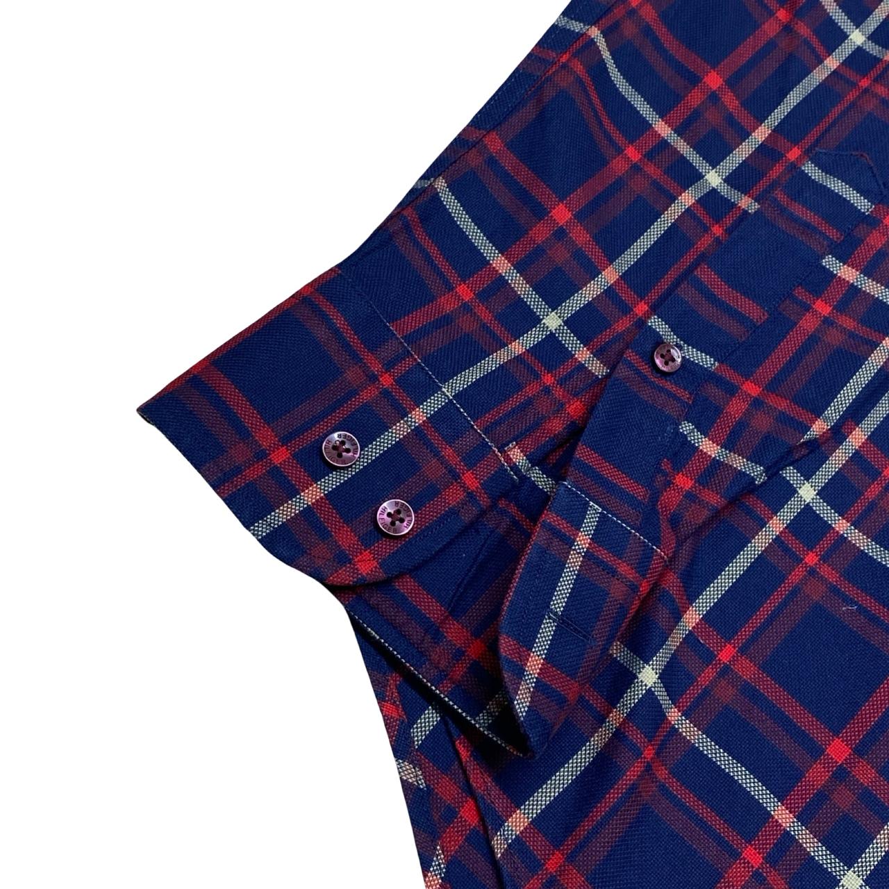 Tommy Hilfiger Navy & Red Check Shirt | Large | Chest 23.5”