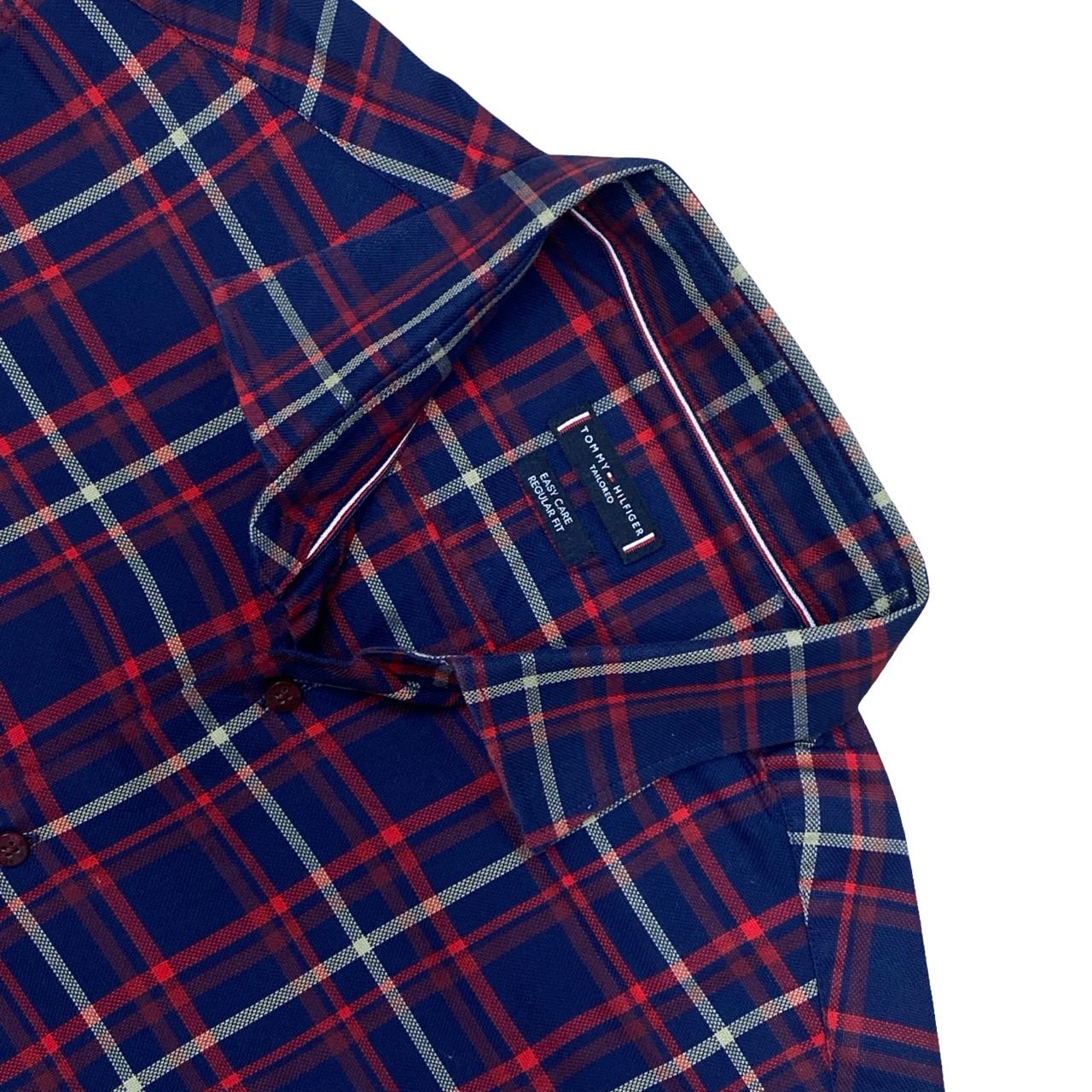 Tommy Hilfiger Navy & Red Check Shirt | Large | Chest 23.5”