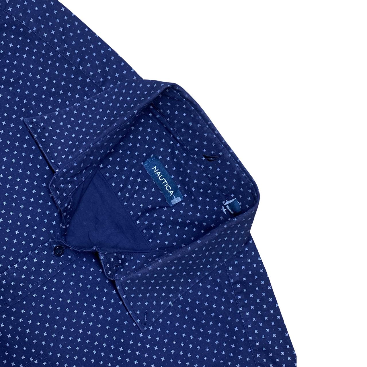 Nautica Navy Dot Print Shirt | Large | Chest 24.5”