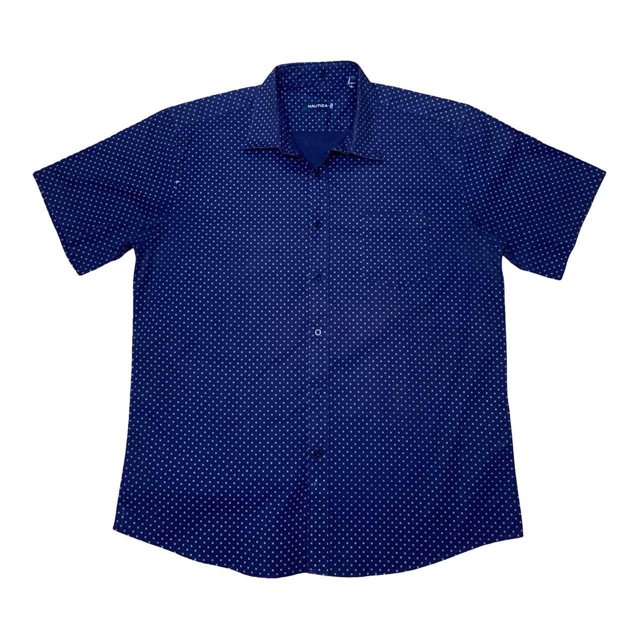 Nautica Navy Dot Print Shirt | Large | Chest 24.5”