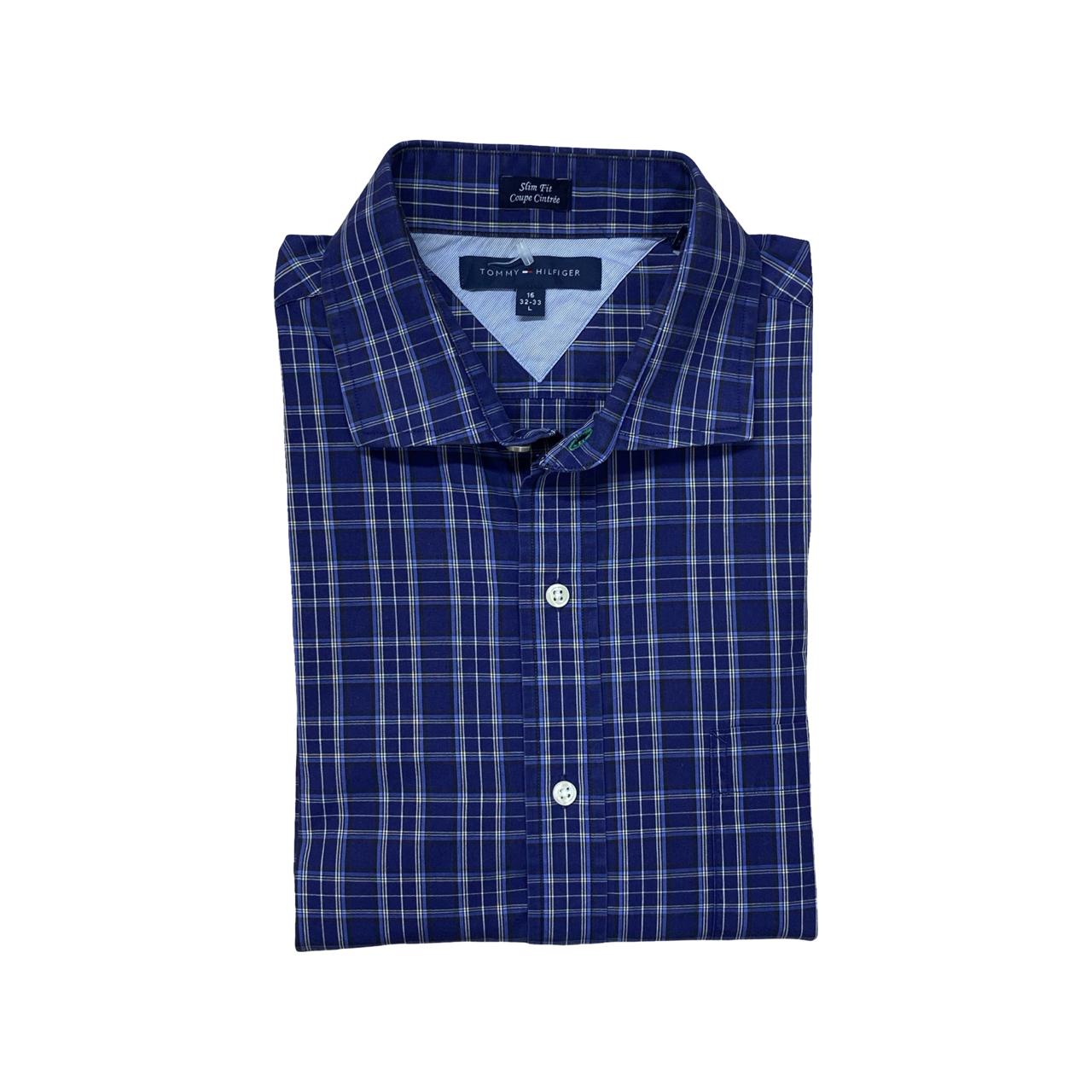 Tommy Hilfiger Blue Check Shirt | Large | Chest 23”