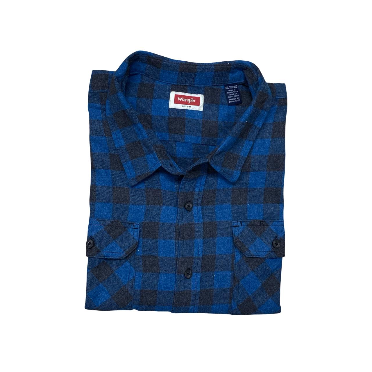 Wrangler Blue & Black Check Shirt | XXL | Chest 31.5”