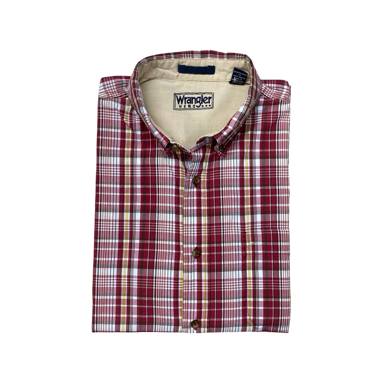 Wrangler Red Plaid Short Sleeve Shirt | XL | Chest 25.5”