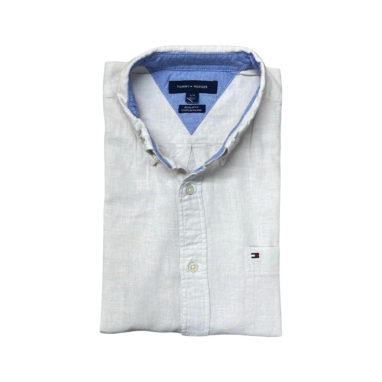 Tommy Hilfiger White Short Sleeve Shirt | Large | Chest 24.5”