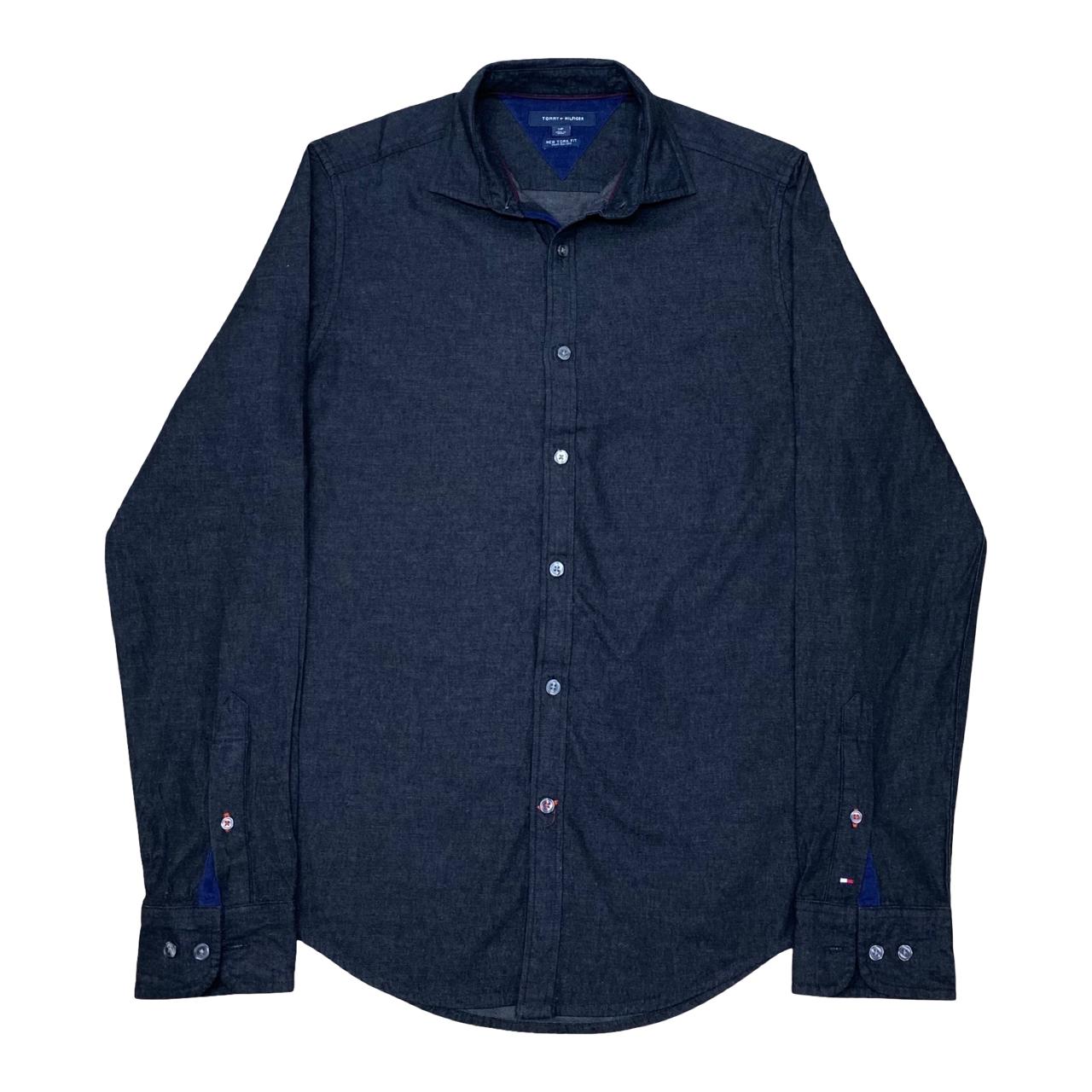 Tommy Hilfiger Navy Solid Shirt | Small | Chest 20”