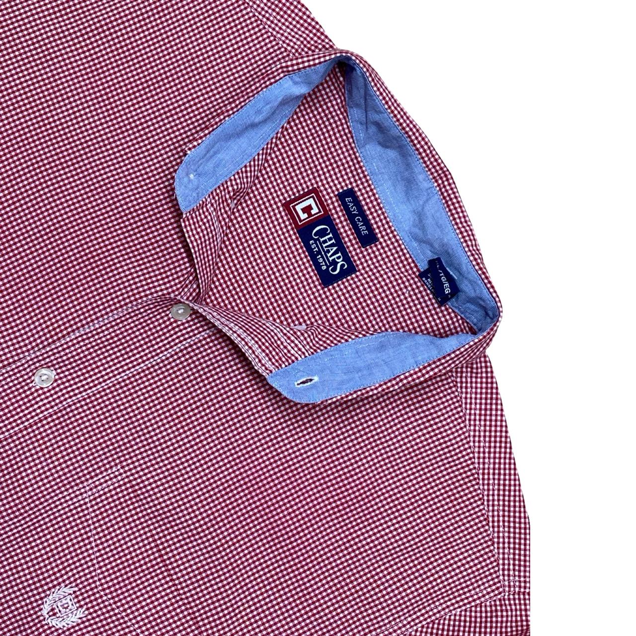 Chaps Red Micro-Check Short Sleeve Shirt | XL | Chest 25.5”