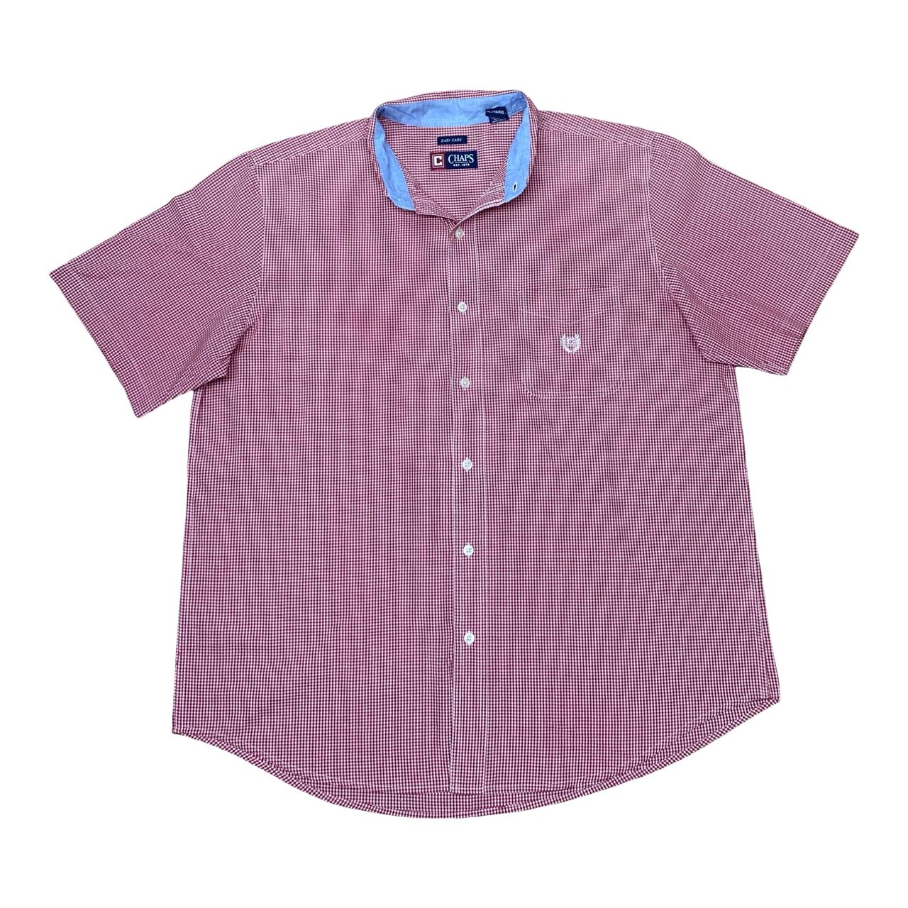 Chaps Red Micro-Check Short Sleeve Shirt | XL | Chest 25.5”