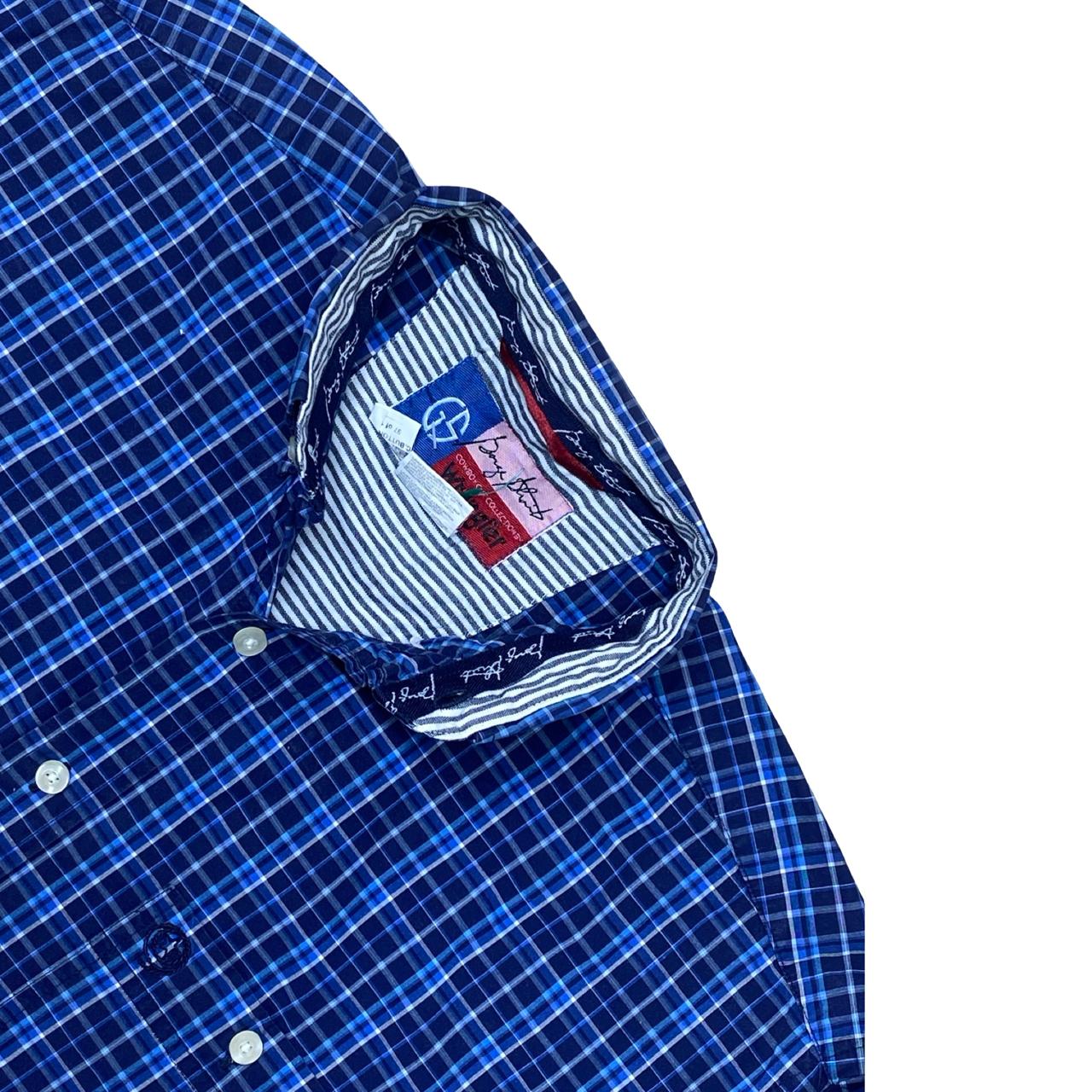 Wrangler Navy Check Shirt | Large | Chest 23.5”
