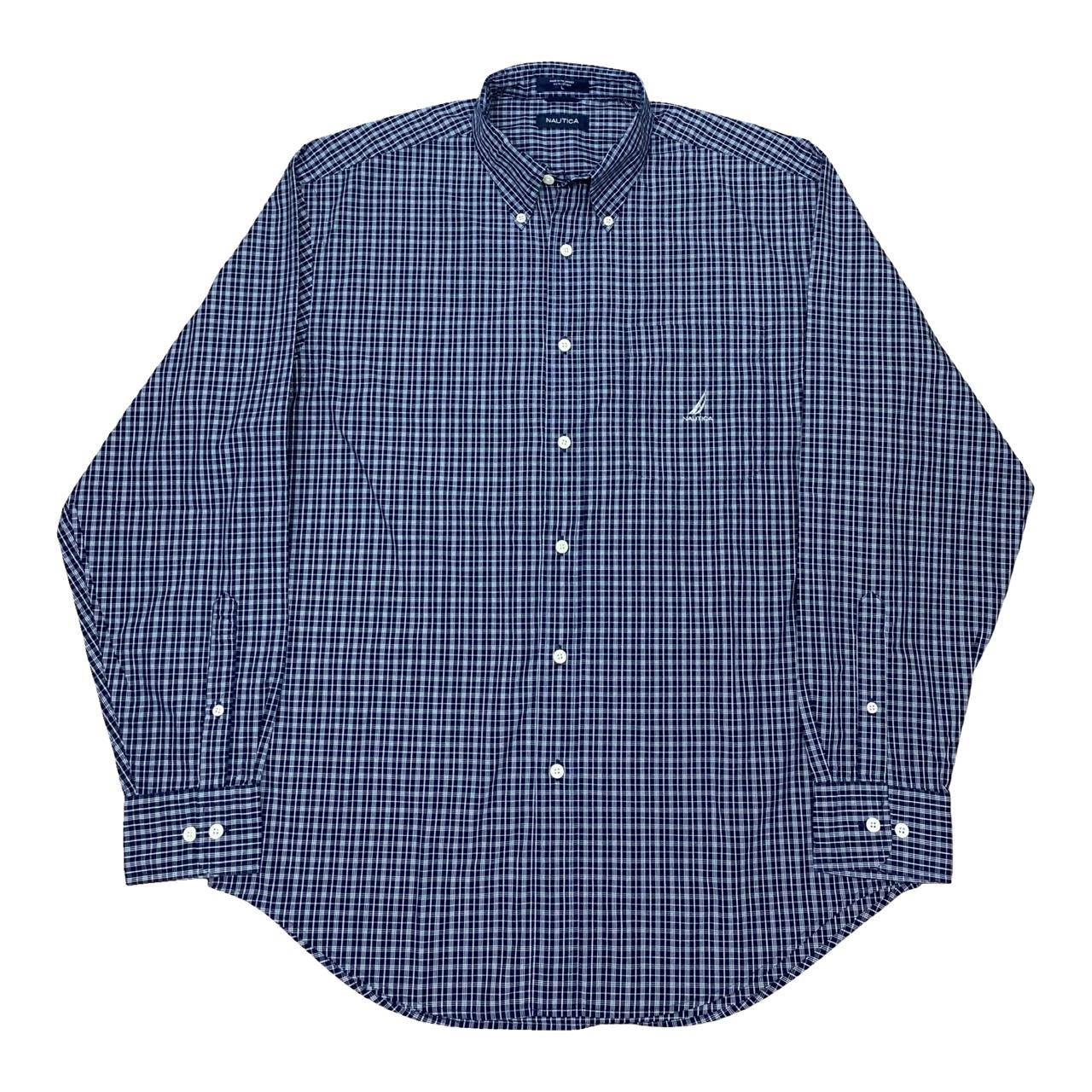 Nautica Navy Check Shirt | Large | Chest 23.5”