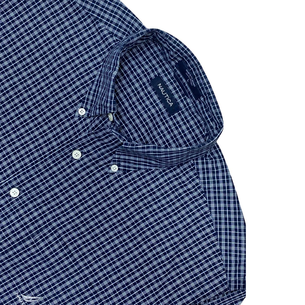 Nautica Navy Check Shirt | Large | Chest 23.5”